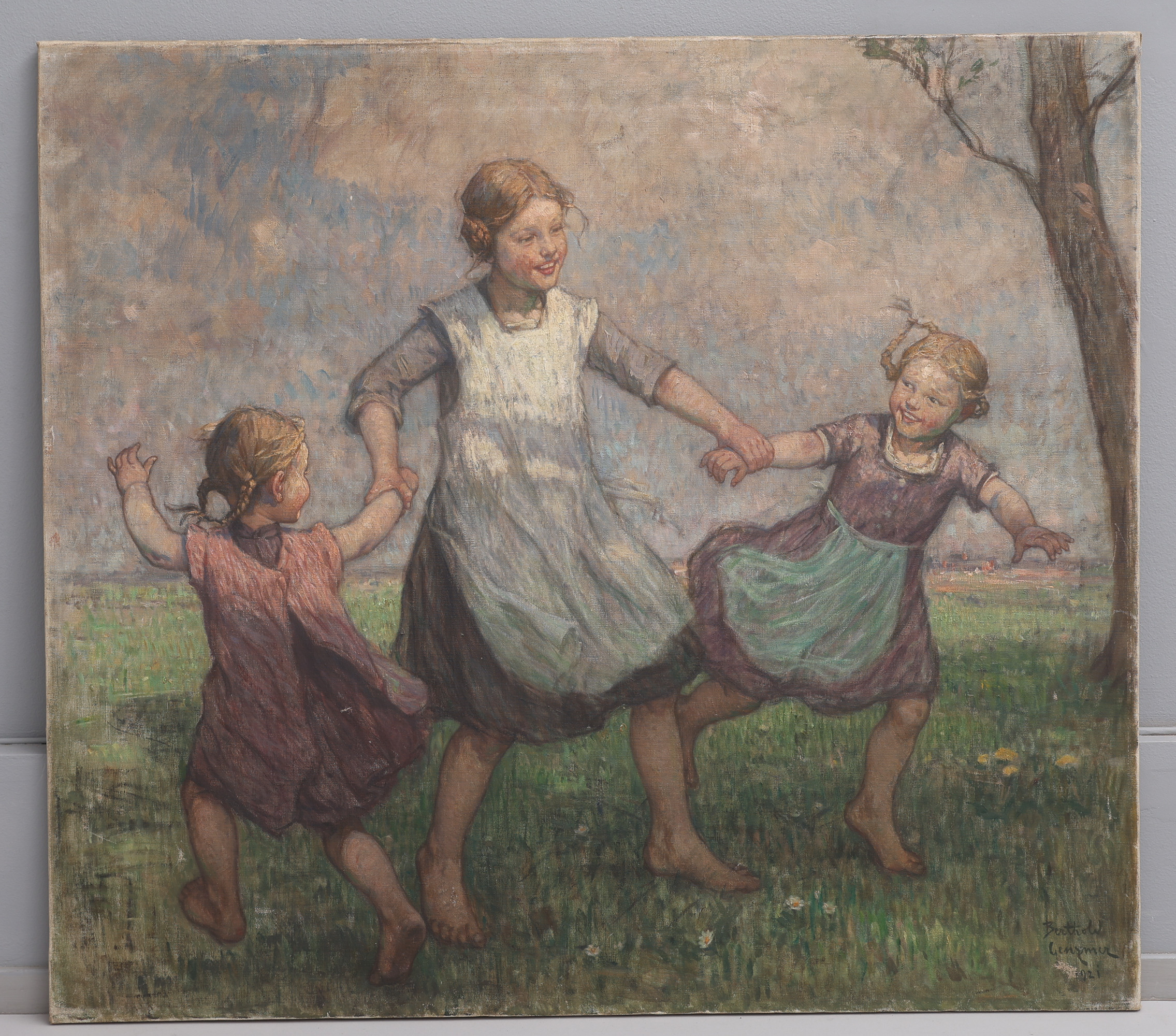 BERTHOLD GENZMER (1858-1927). KOMPOSITION MED LEKANDE BARN.