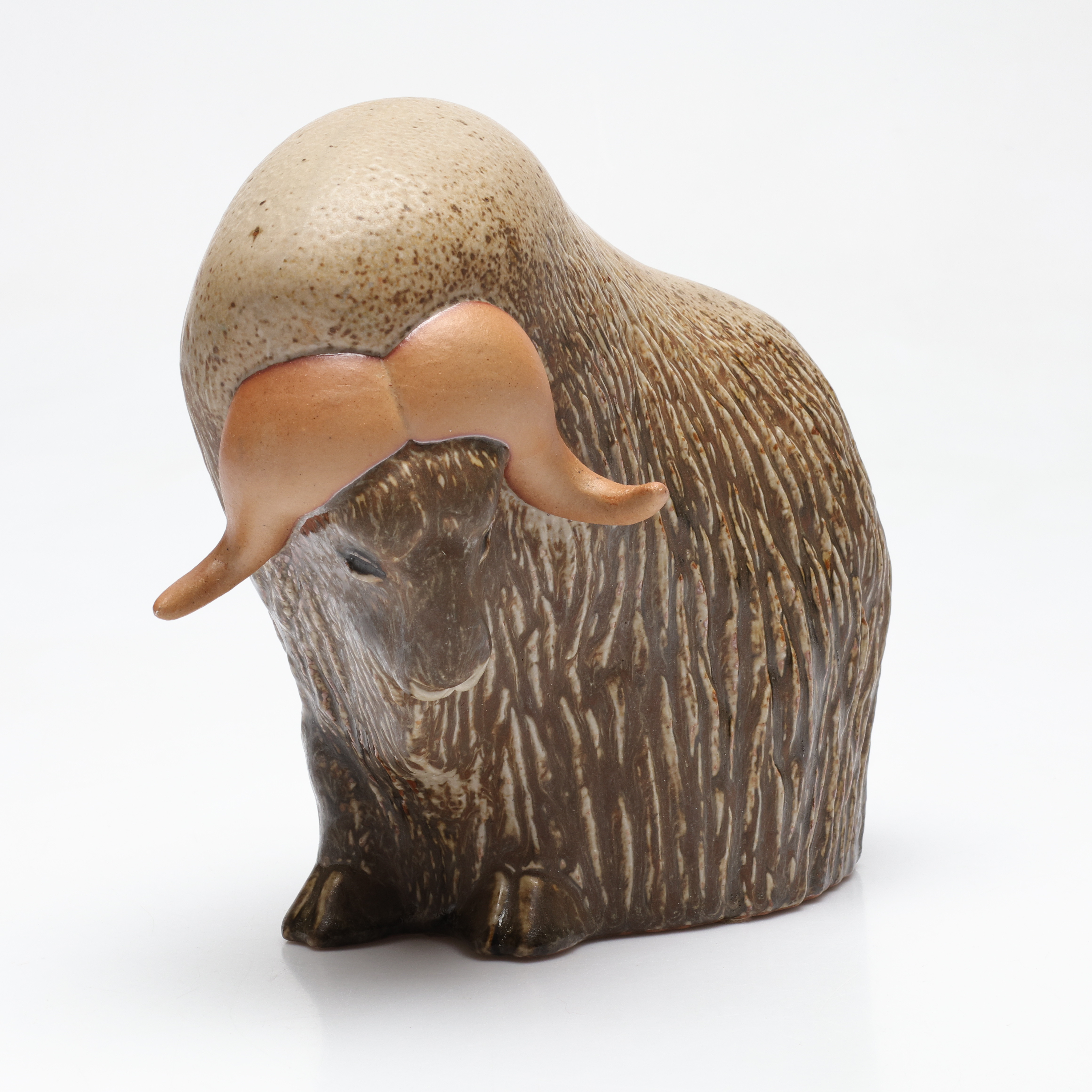 PAUL HOFF. Figurin, "Bisonoxe", Gustavsberg, märkt undertill.