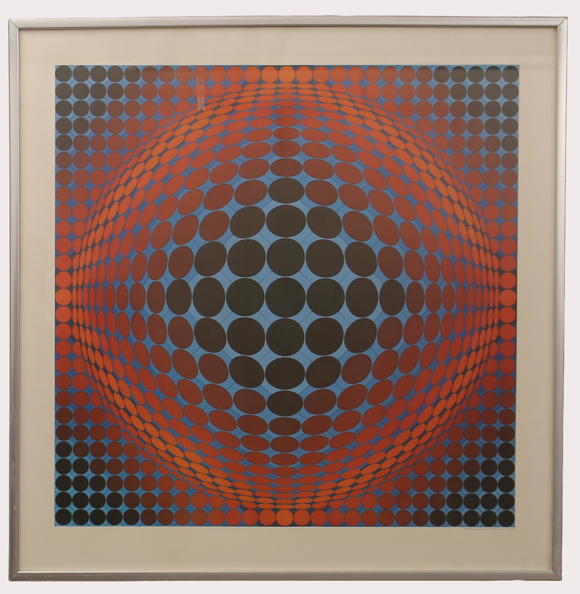 VICTOR VASARELY. Utställningsaffisch, geometrisk komposition, Galleri Börjesson, 1985.