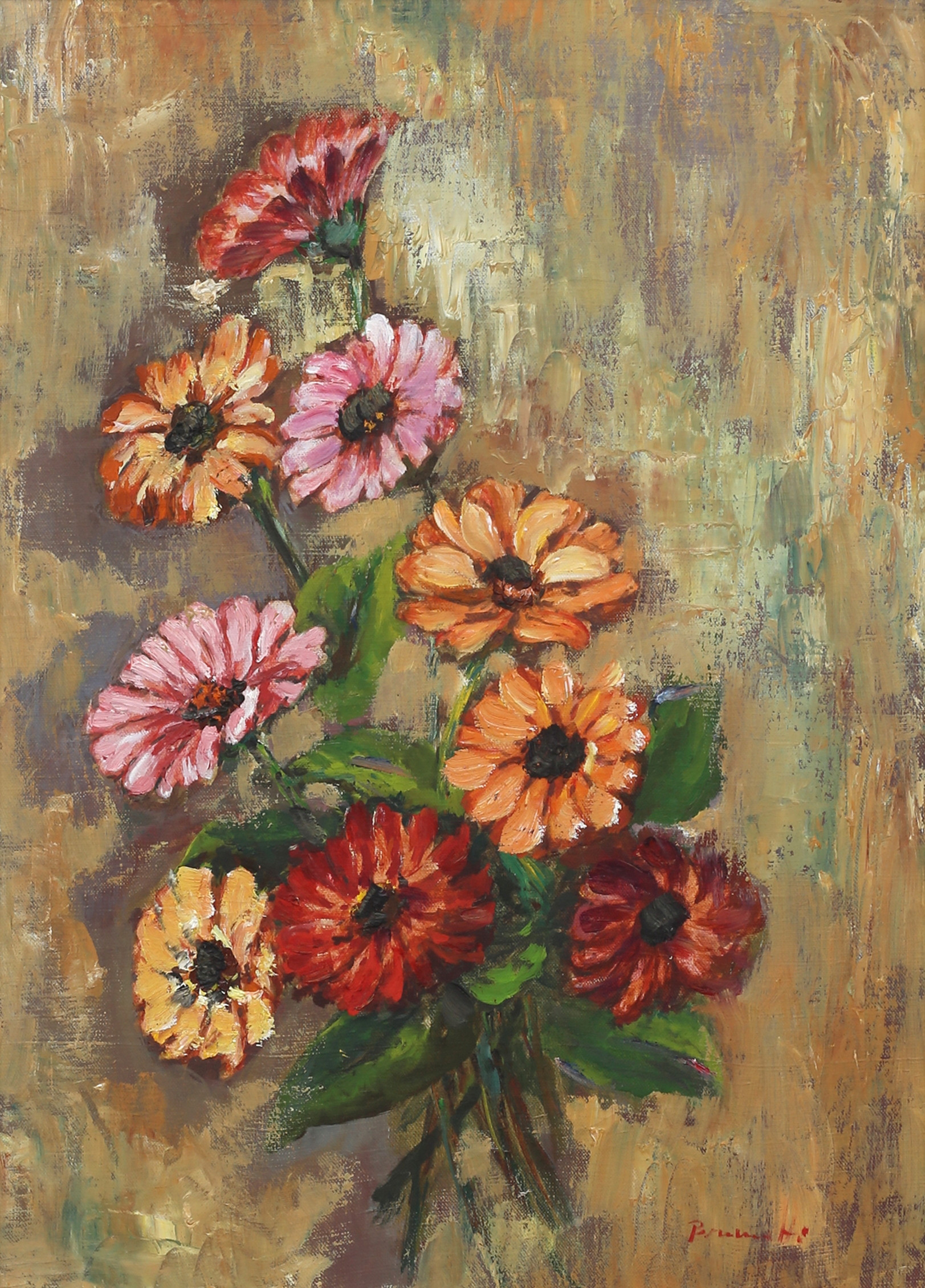 OIDENTIFIERAD KONSTNÄR. Blomstilleben, olja på duk, otydligt signerad.