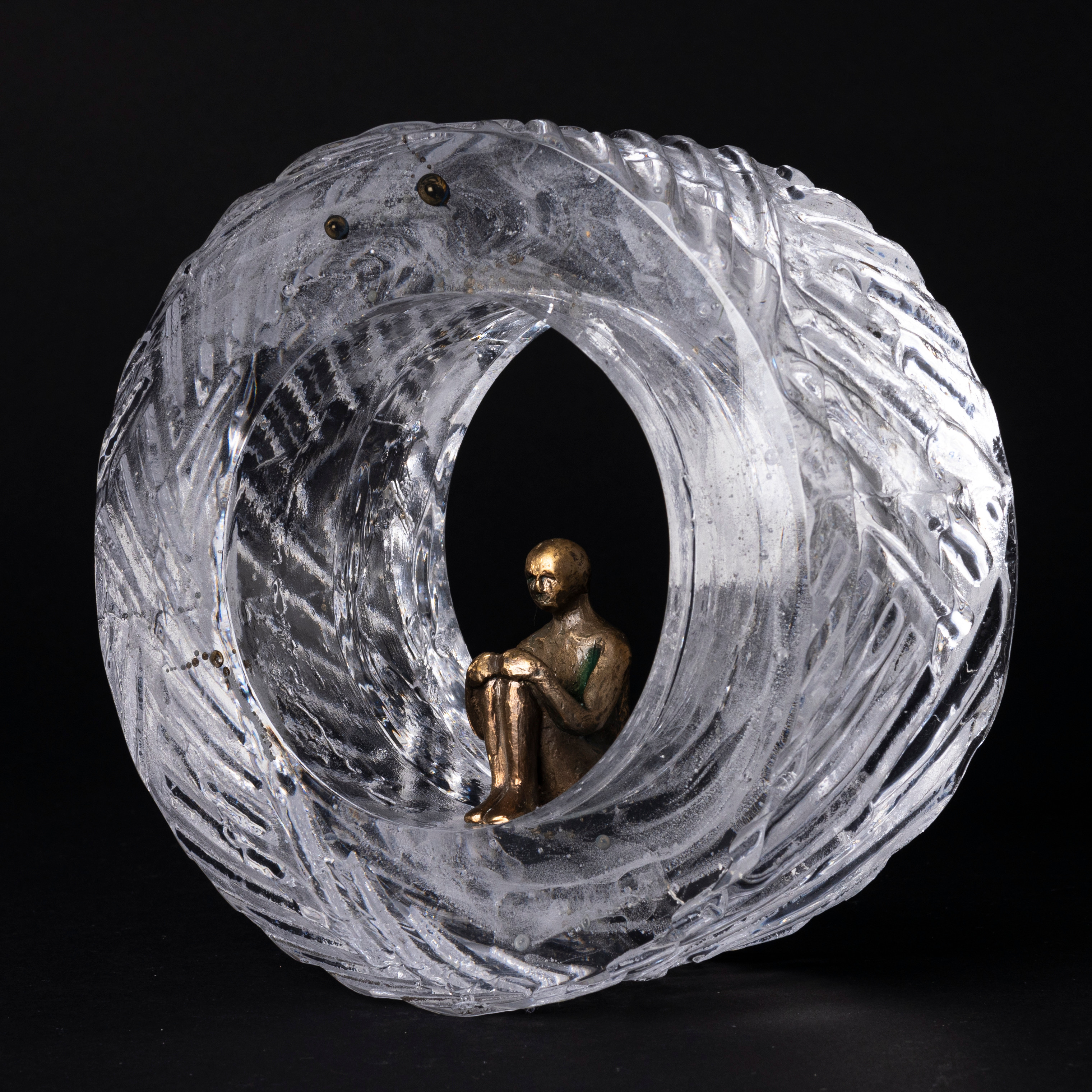 LENNART CHYTRAEUS (1952-). Skulptur, glas och metall, ur serien "Livets hjul", Orranäs glasbruk.