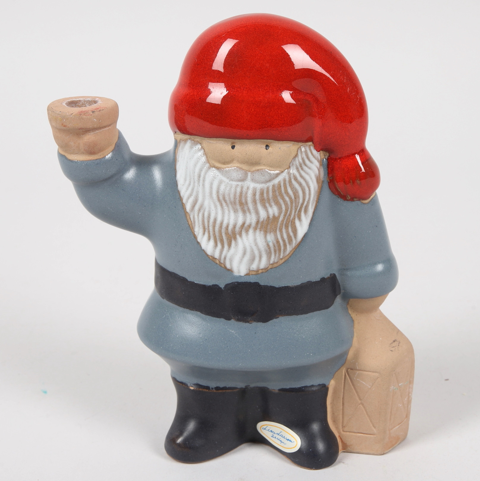 LISA LARSON. Ljusstake, keramik, "Tomte med lykta", JIE Gantofta.