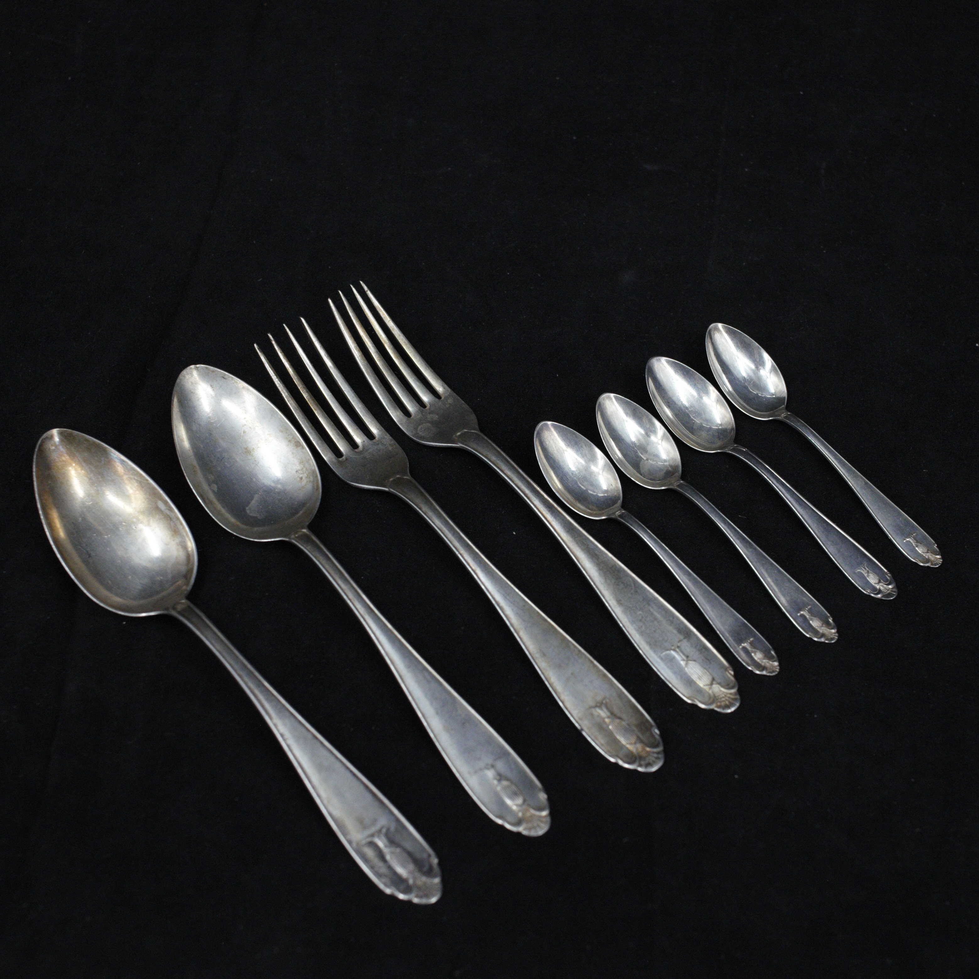 SKEDAR och GAFFLAR, 8 delar, "Vasa", silver, GAB, 1920-30 tal.
