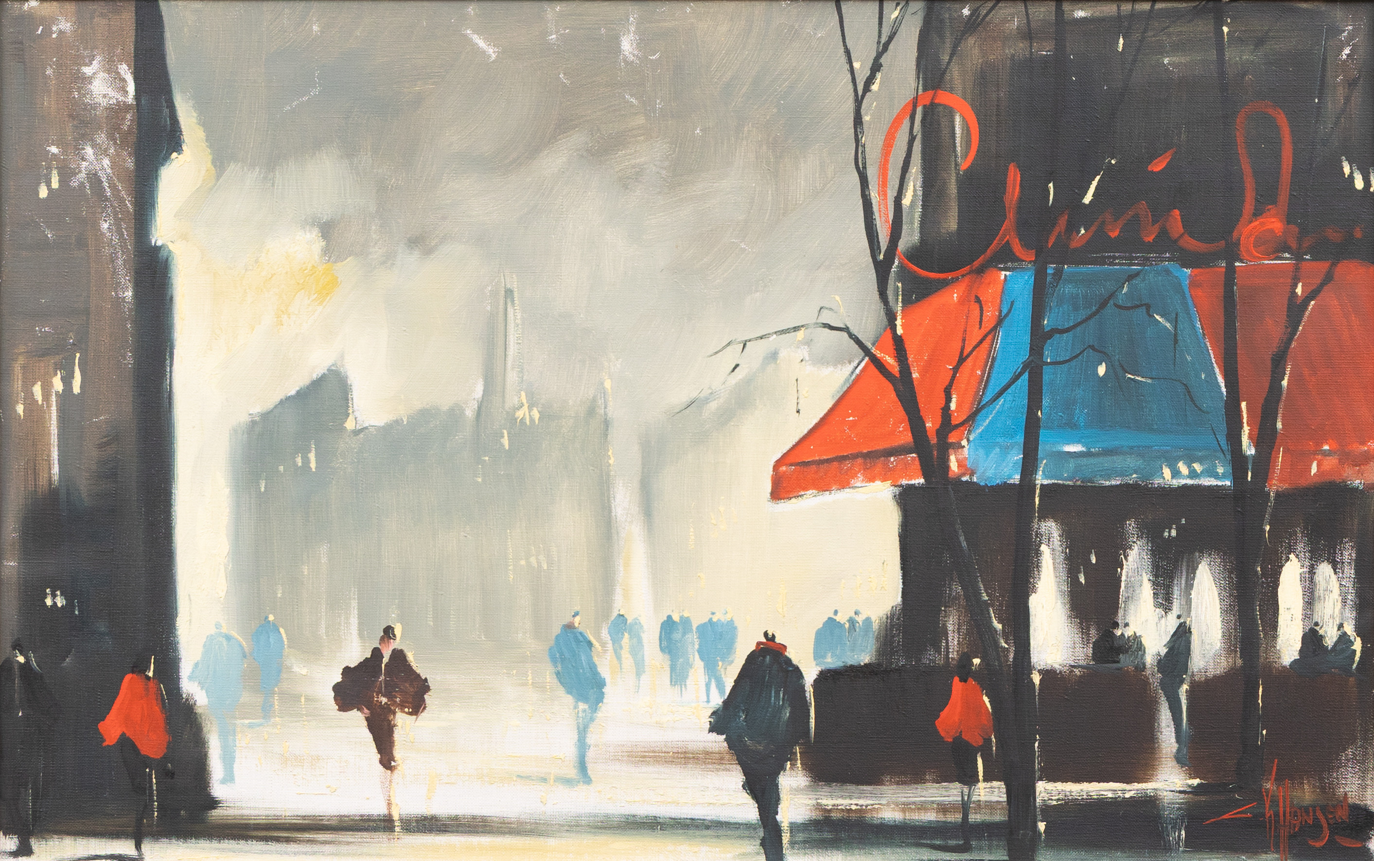 CARLO K HANSEN (DANMARK, 1920-?). Motiv från Paris, olja på duk, signerad.