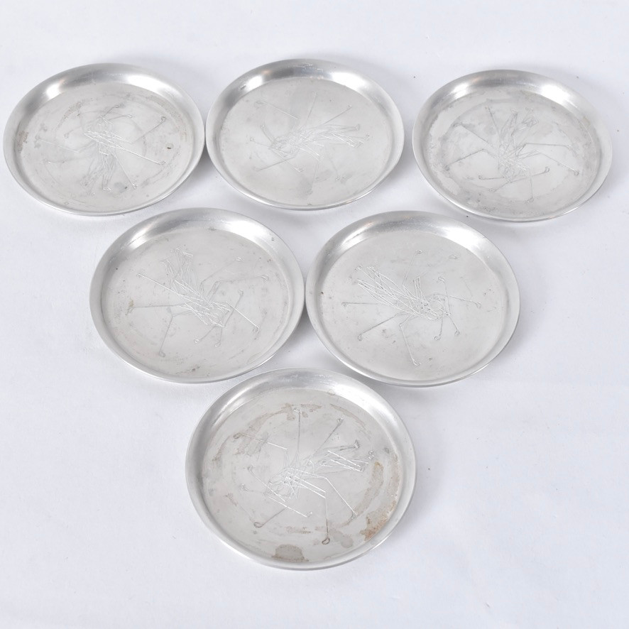 HENNING KOPPEL. coasters 6 st, tenn, Georg Jensen.