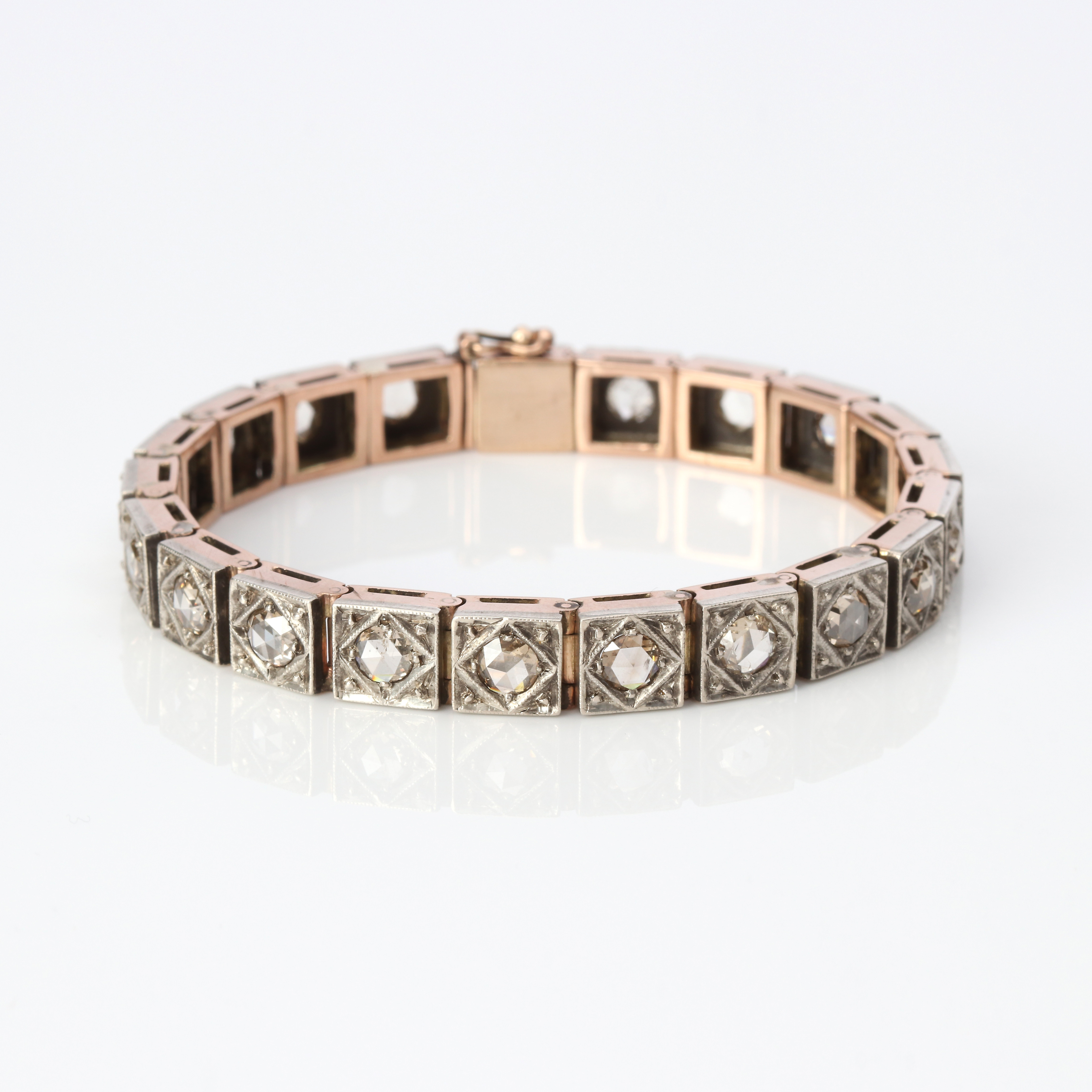 DIAMANTARMBAND 14K/SILVER, 30,8 g.