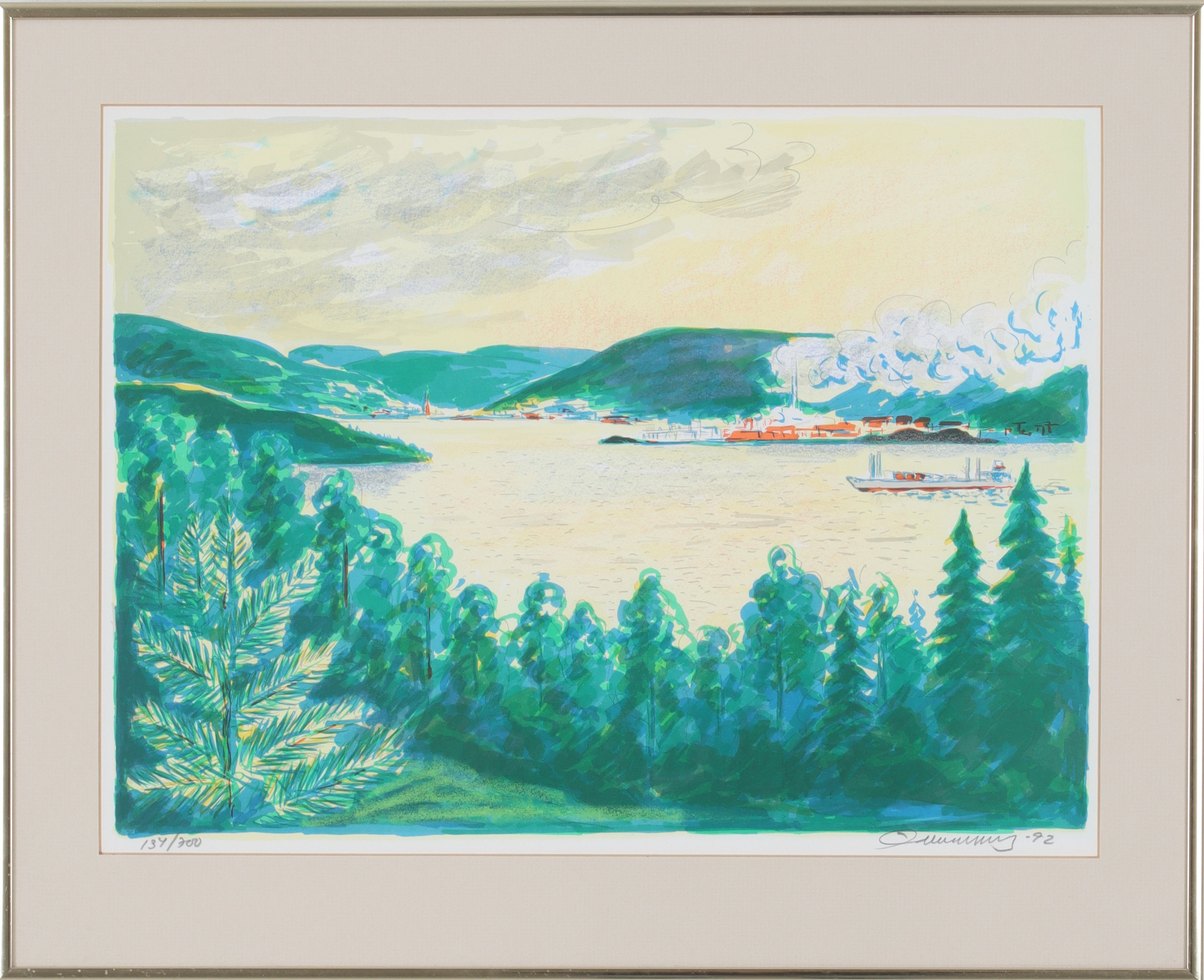 EINAR WENNBERG. Sundsvallsbukten, litografi, signerad och numrerad 139/300.
