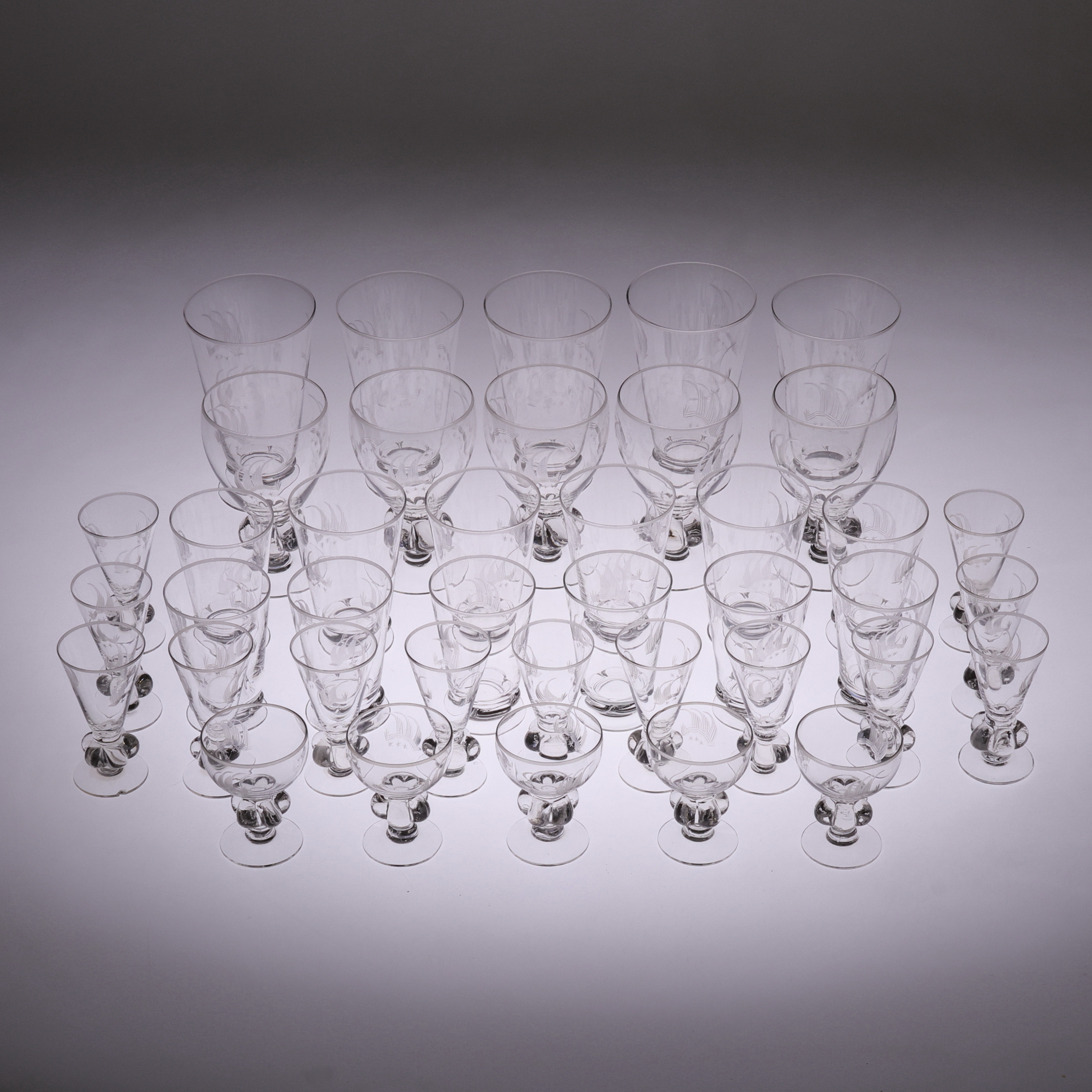 GUNNAR GRUNO HÅKANSSON. servisdelar, glas, 40 st "Uarda" Johanfors.