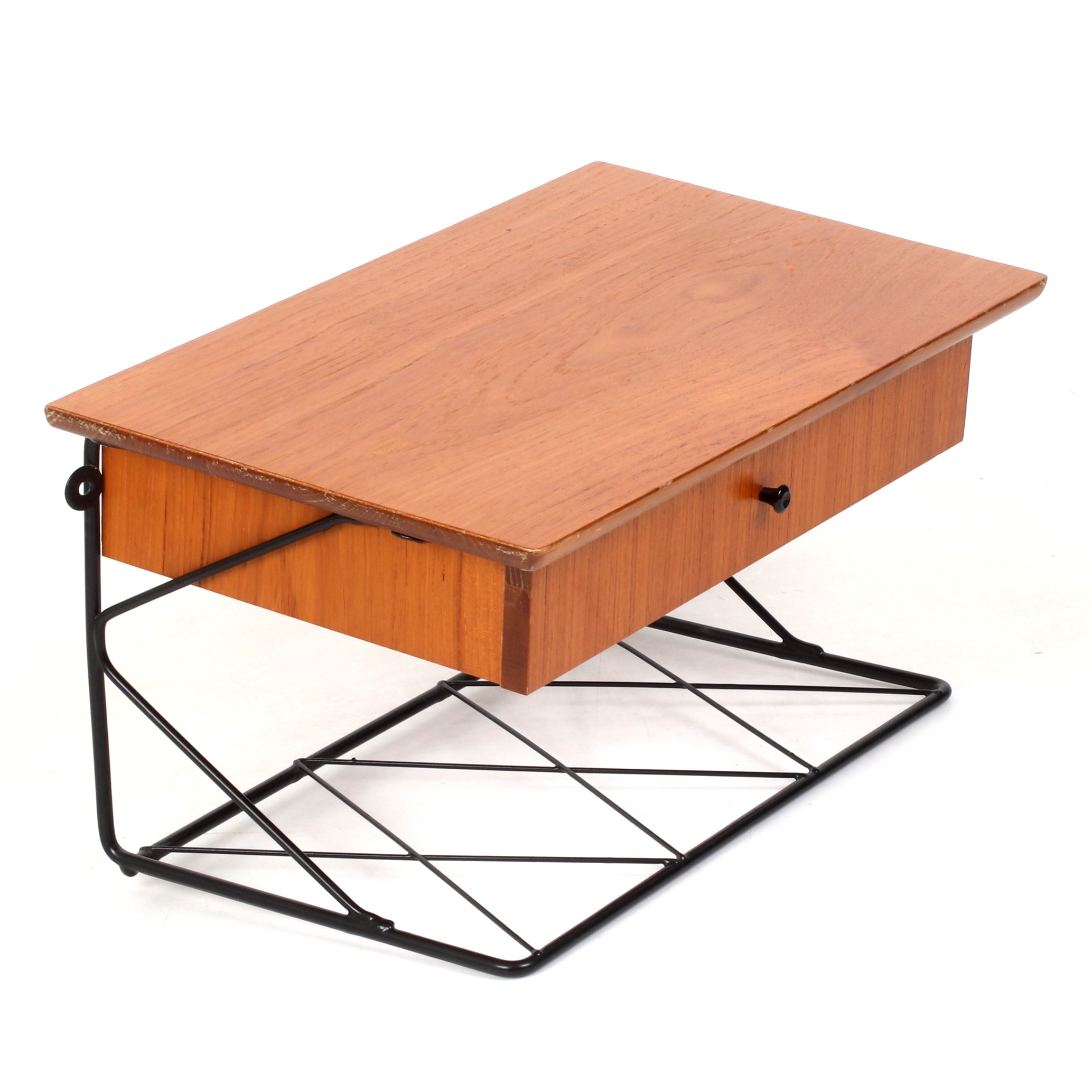 TELEFONHYLLA med LÅDA, teak och metall, 1950/60-tal.