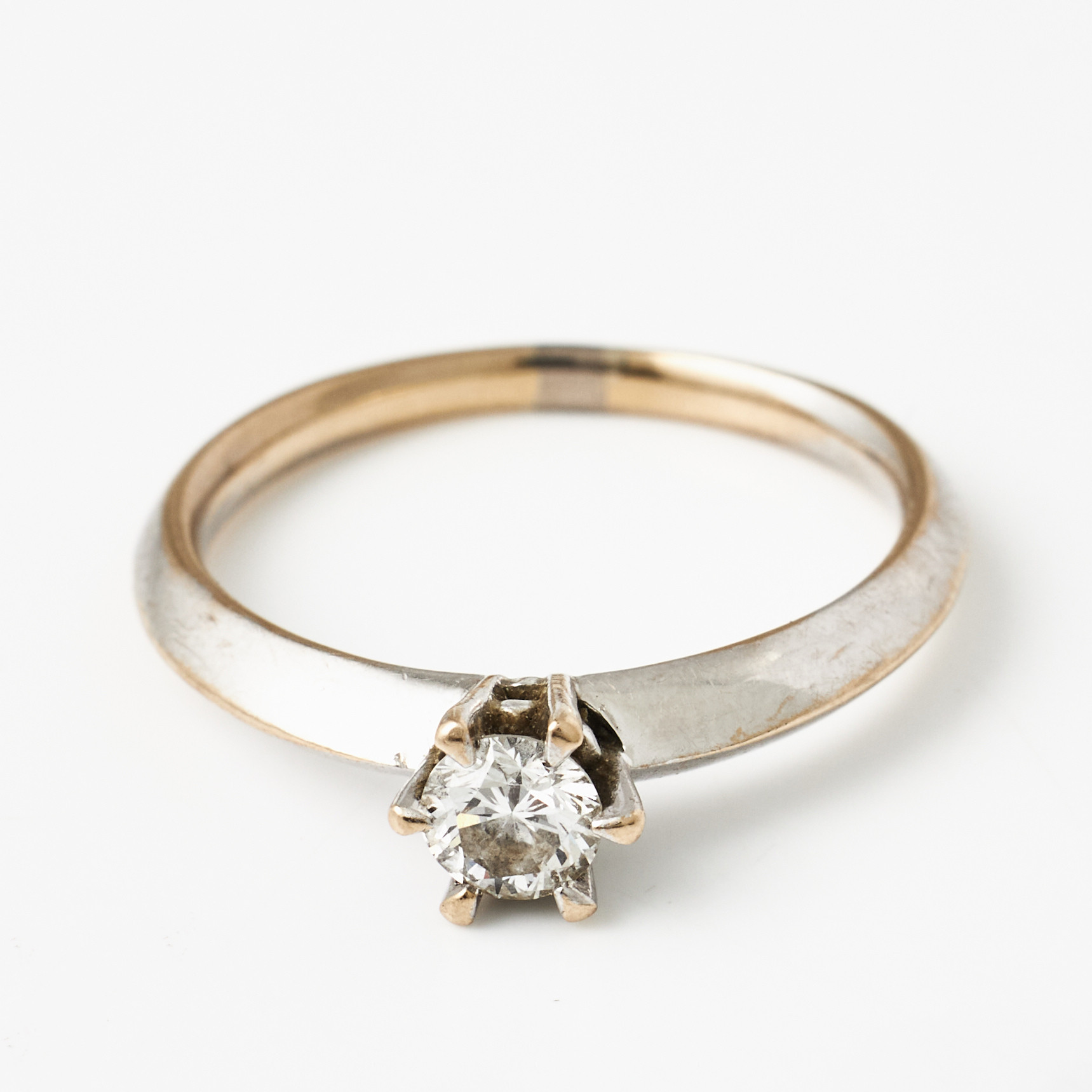 RING, 18 k rodierat vitguld, briljant ca 0,25 ct, utländska stämplar.
