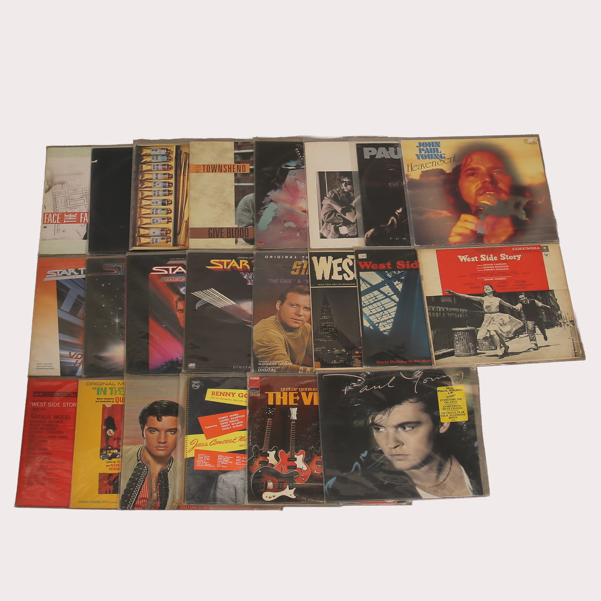 VINYLSKIVOR/LP, Paul Young, Pete Townshend, Soundtrack till kända filmer Star Trek mm, totalt 22 album.