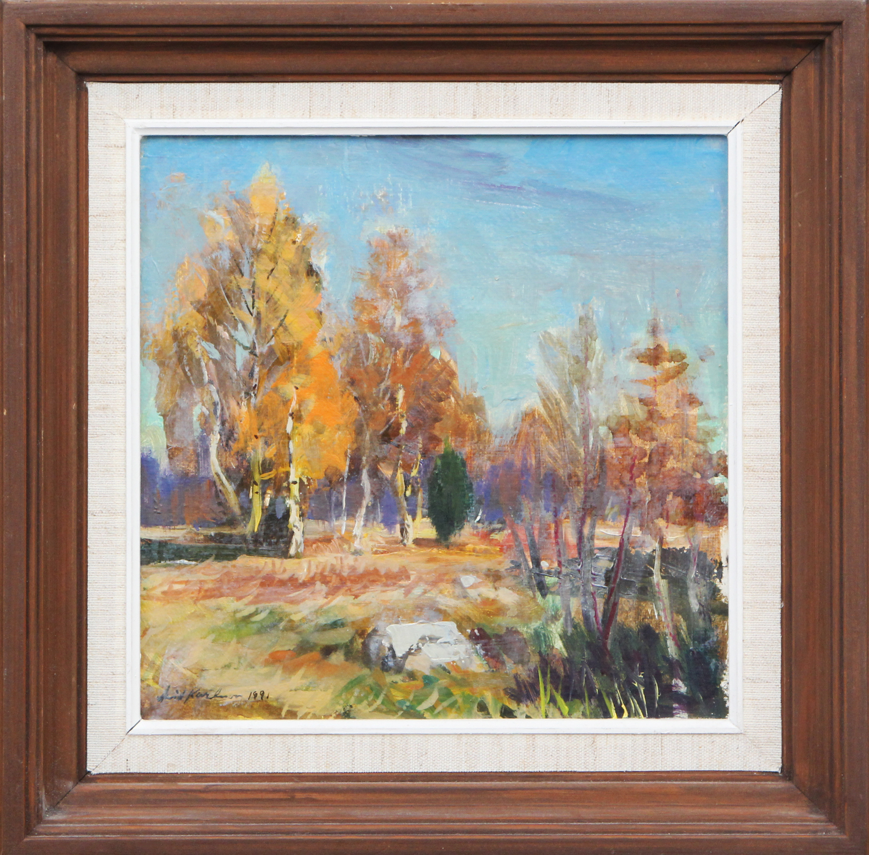 ARVID KARLSSON. OLJA, på duk, Hyltebruk, signerad, 1991.
