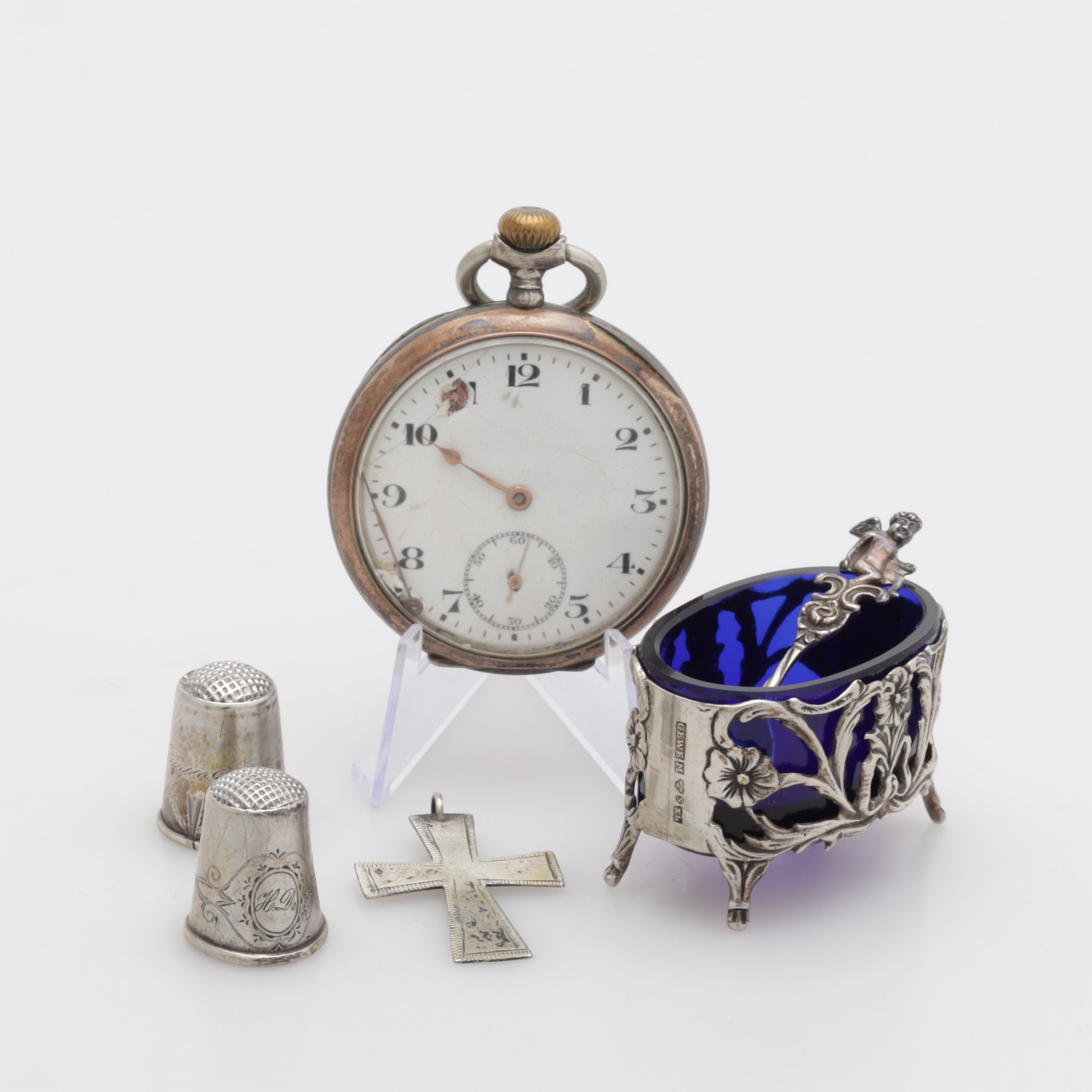 SALTKAR, FINGERBORGAR, FICKUR mm, silver, totalvikt 106 gram.