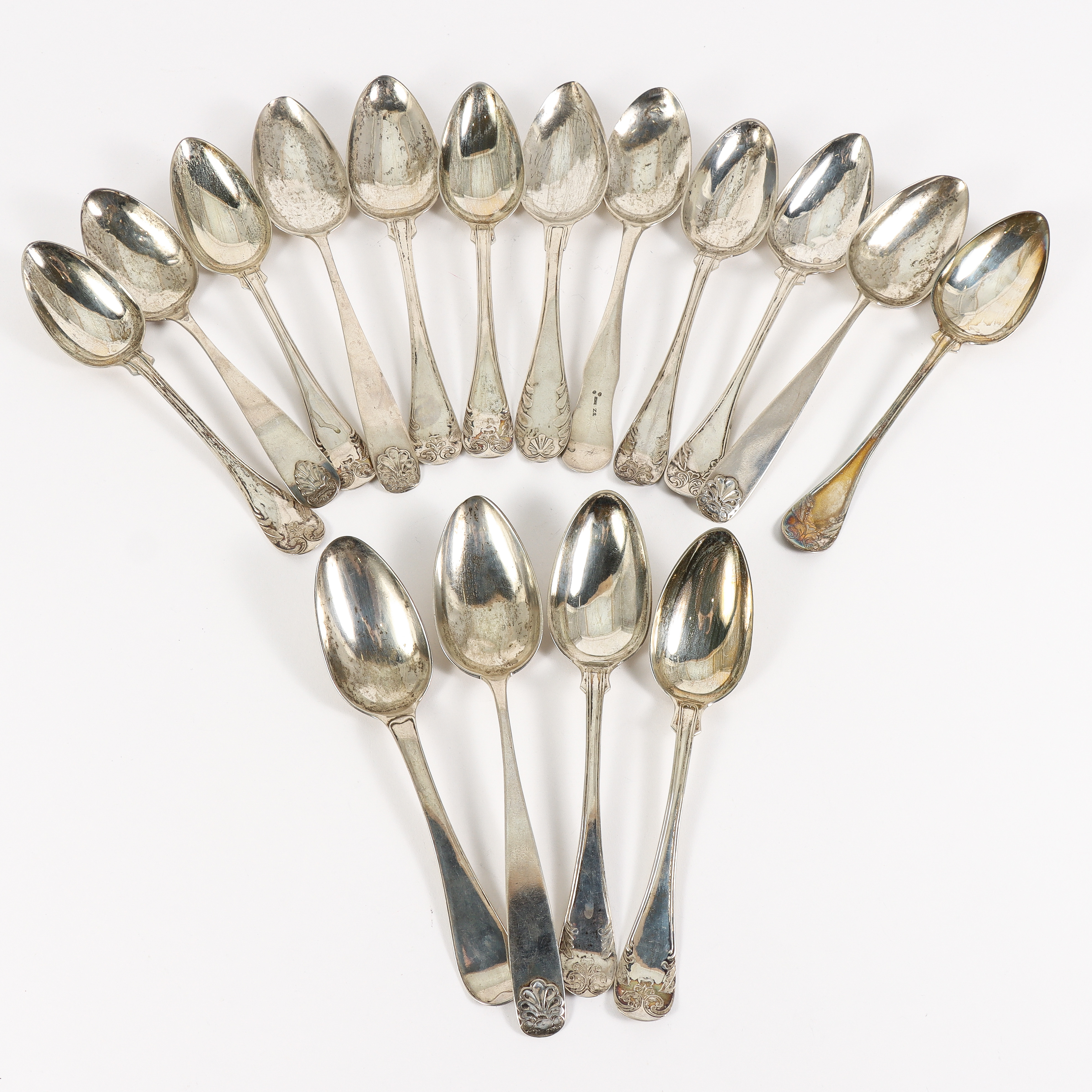 MATSKEDAR 16 stycken, silver, 1800-tal.