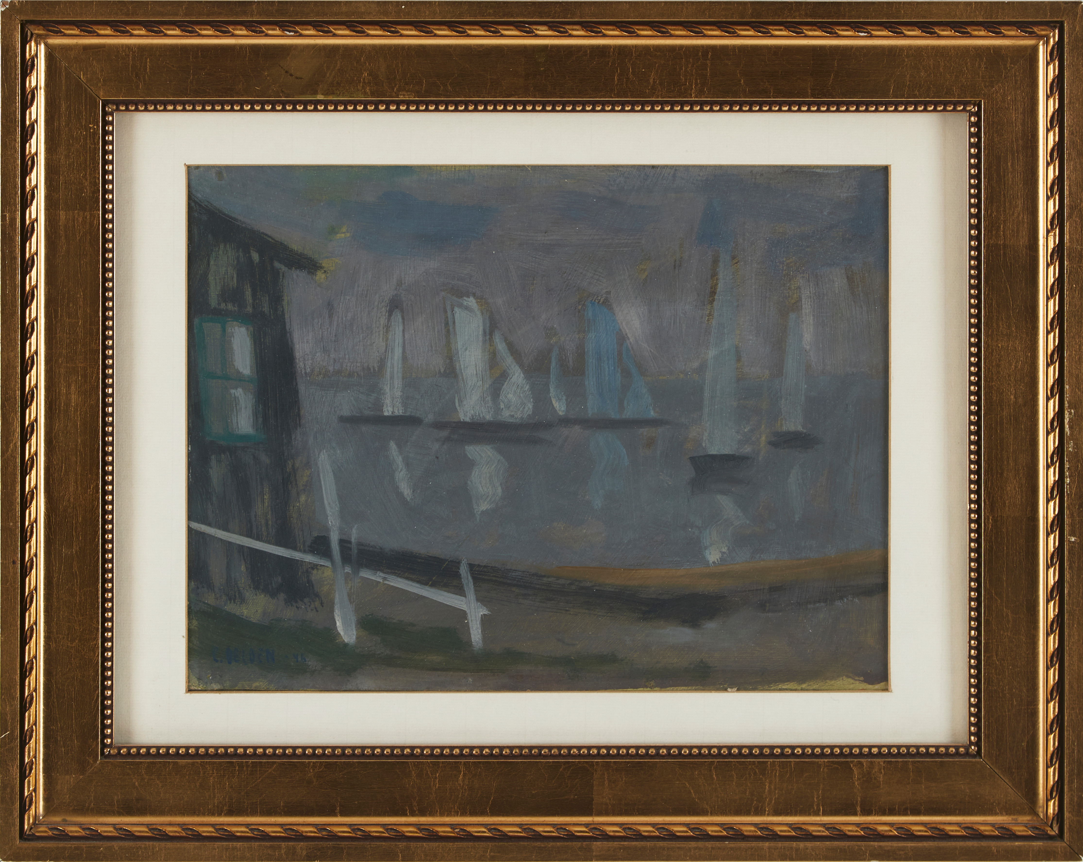 CARL DELDEN. Kustlandskap med segelbåtar, gouache, signerad och daterad C. Delden -46.