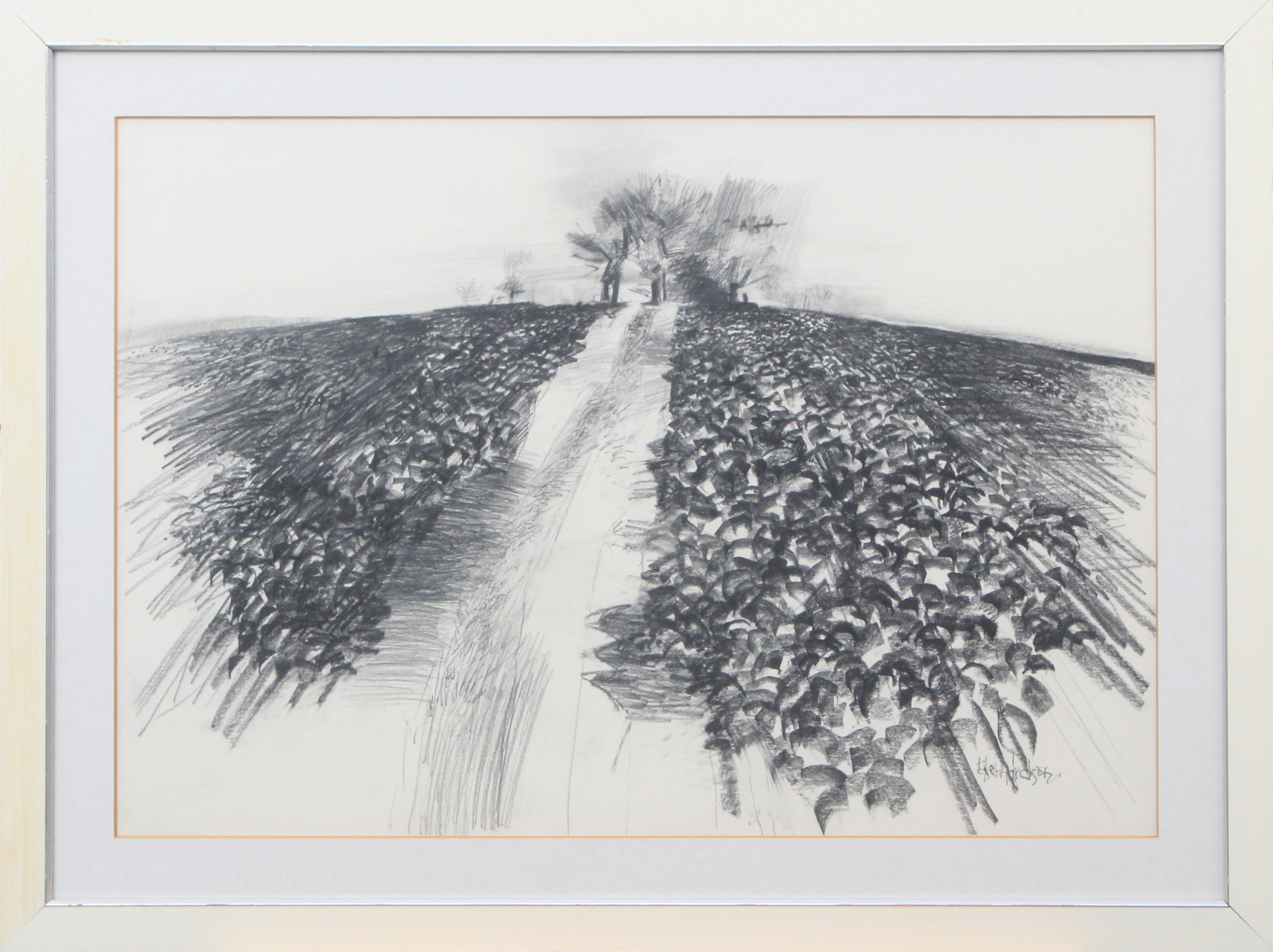EBBE EBERHARDSON. TECKNING, kol/blyerts, signerad.
