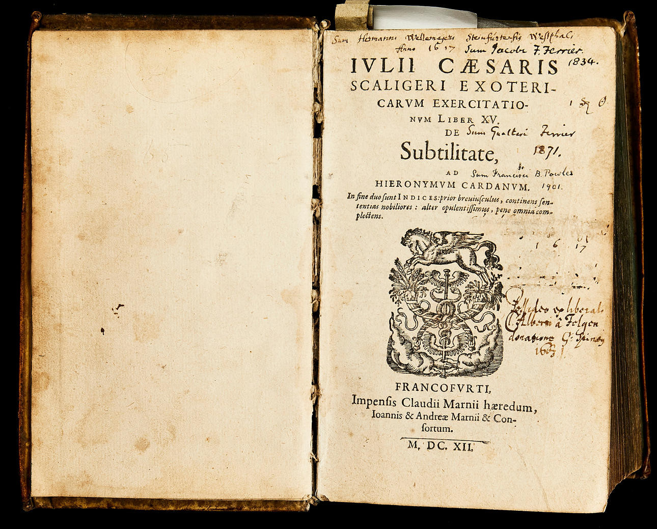 IULII CAESARIS, Scaligeri .1612, naturlära, med några träsnitt, samtida pergamenband.