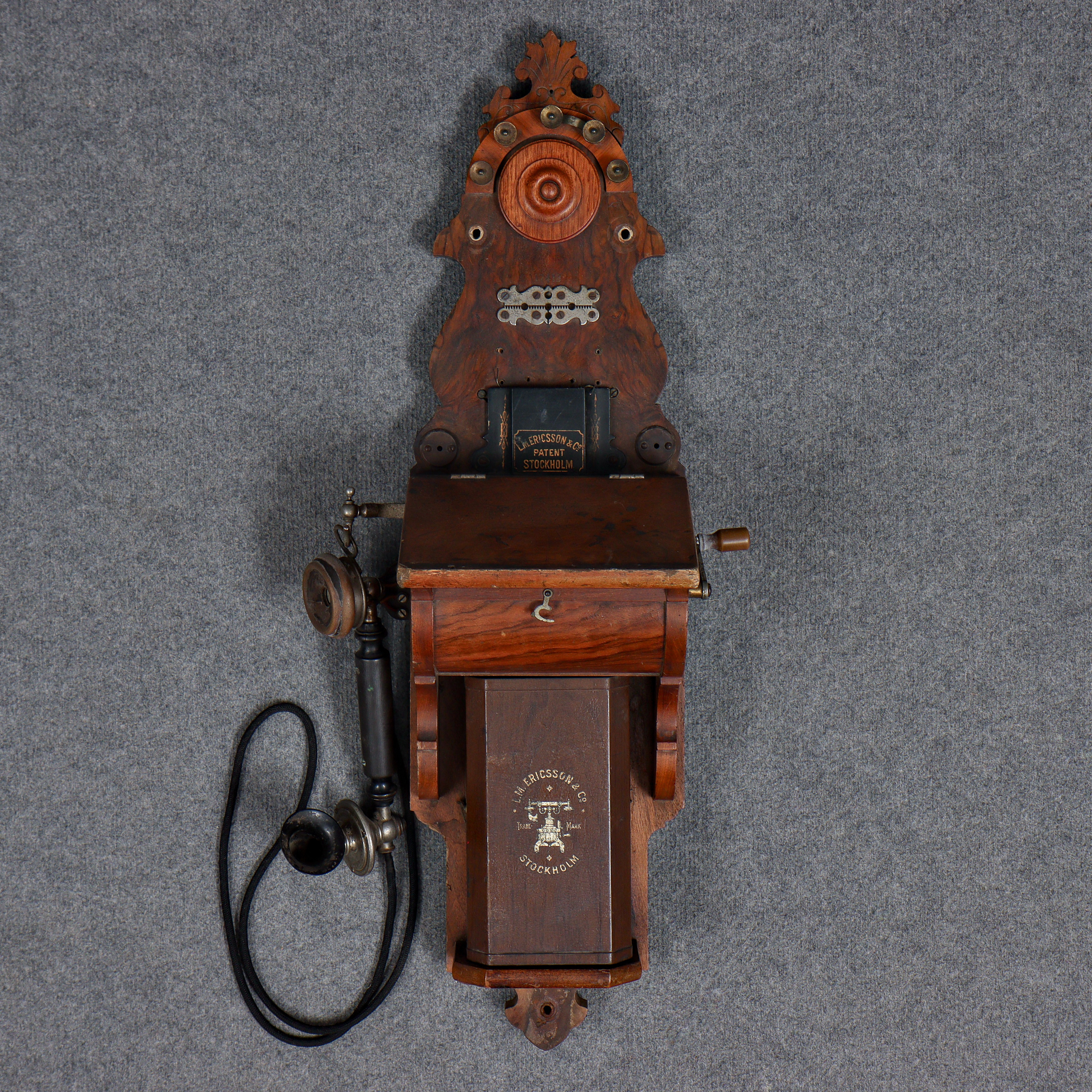 VÄGGTELEFON, L.M. ERICSSON & CO, PATENT STOCKHOLM, CA 1900.