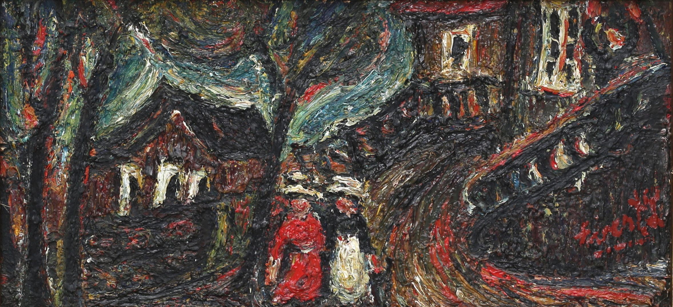 EVERT LINDFORS. "Min väns hus", olja på duk, signerad.