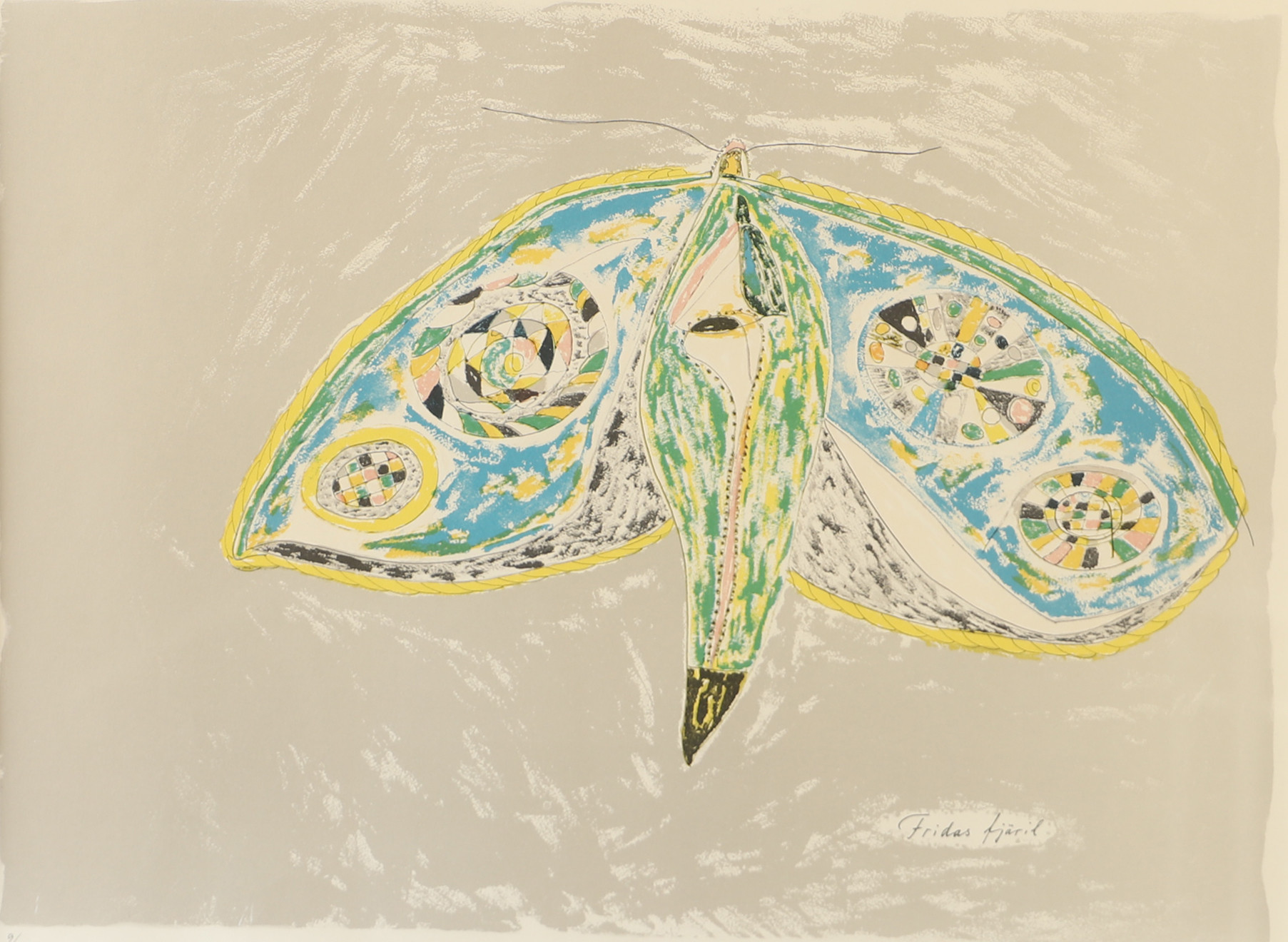 JÖRGEN NASH. "Fridas fjäril", färglitografi, signerad 1975.