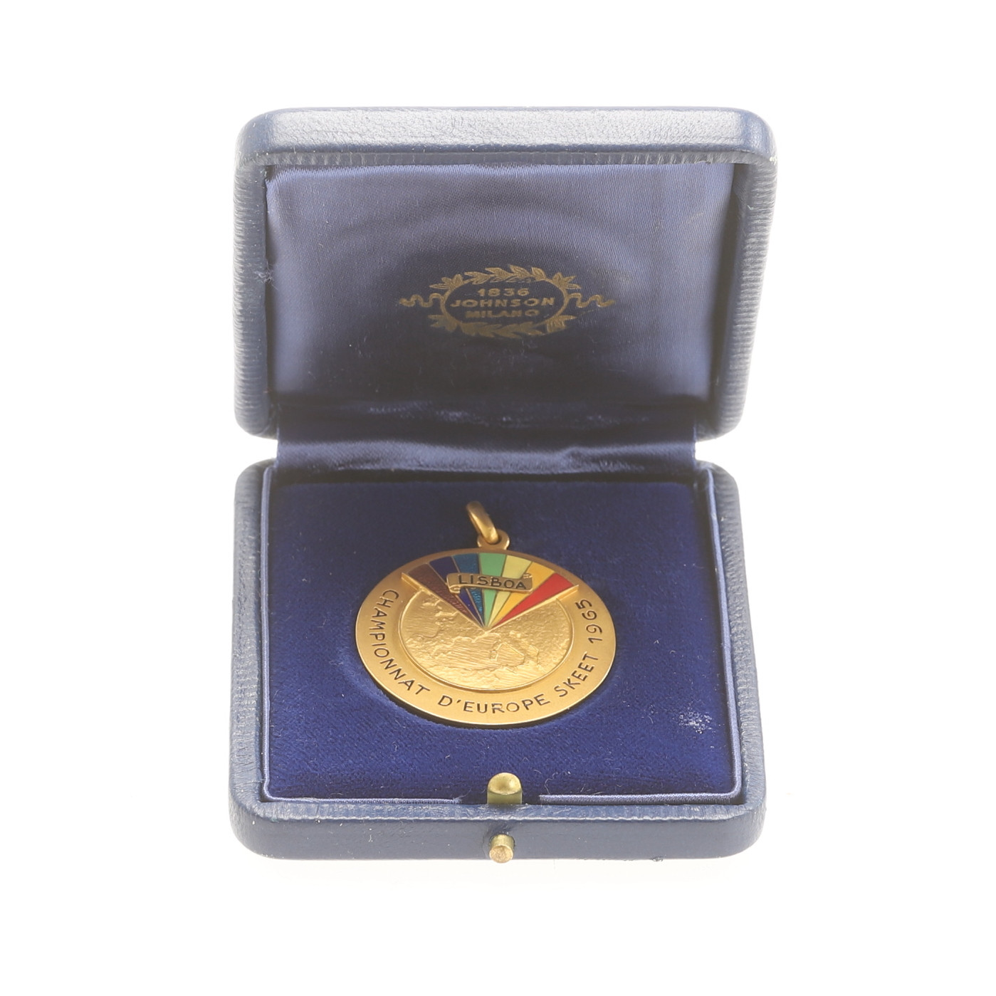 MEDALJ, 18 k guld, Europamästerskapen i skeetskytte, Lissabon 1965.