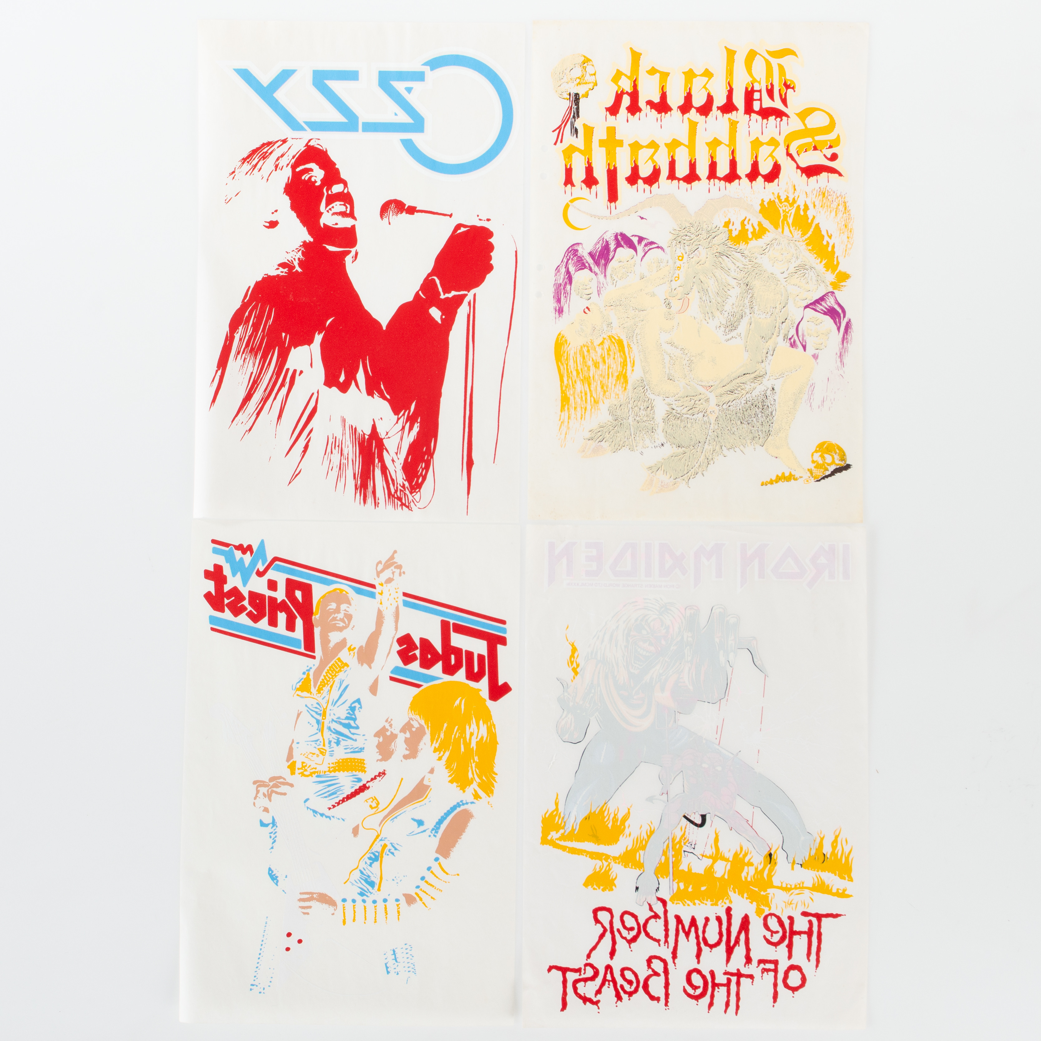 ORIGINAL TEXTILTRYCK FRÅN 80-TALET MED OZZY, BLACK SABBATH, JUDAS PRIEST, IRON MAIDEN.
