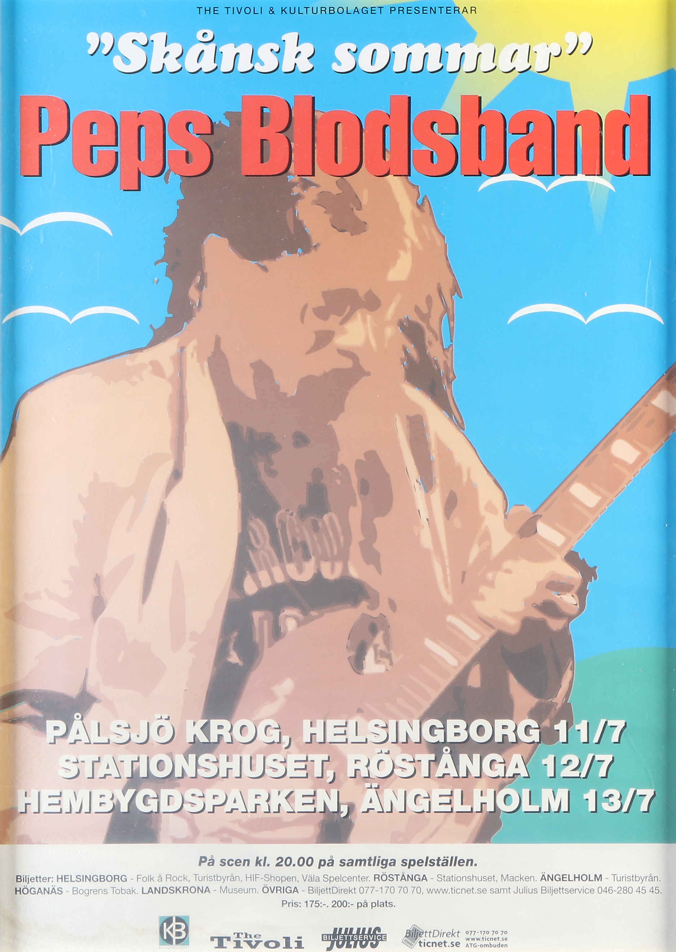 PEPS BLODSBAND, INRAMAD KONSERTAFFISCH. "Skånsk Sommar".