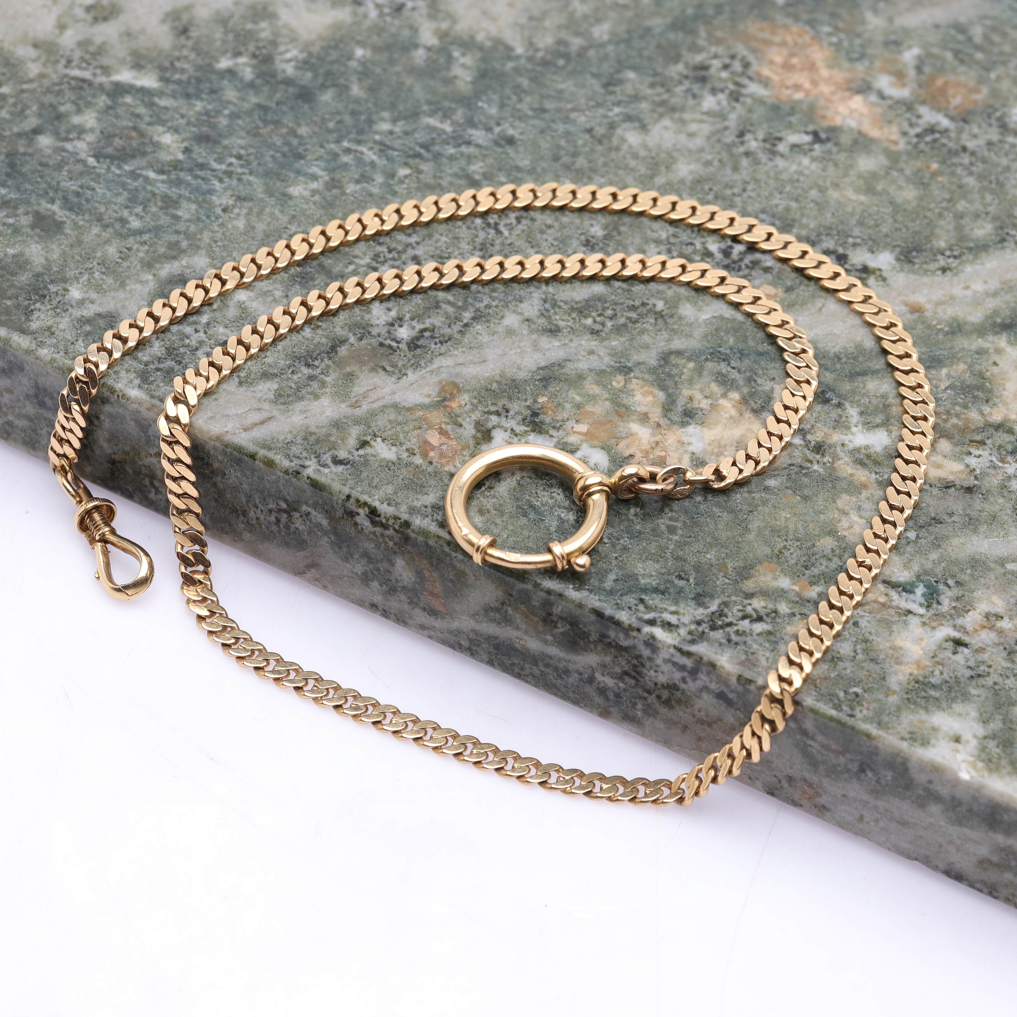 KLOCKKEDJA, 18k guld, totalvikt ca 2,53g.
