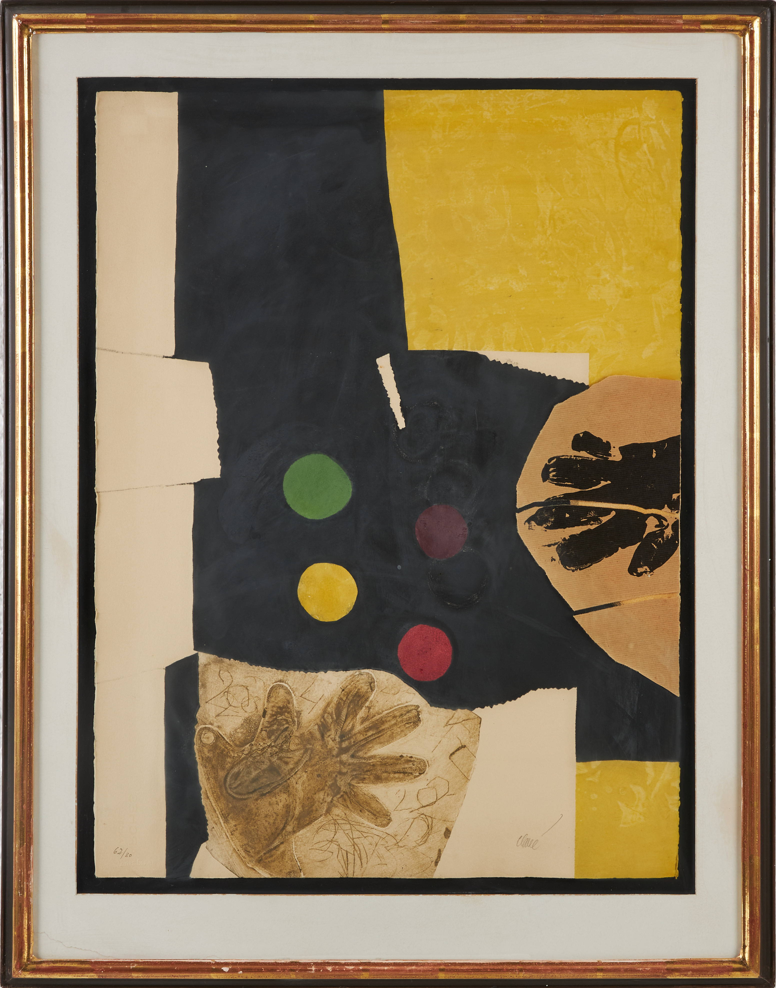 ANTONI CLAVÉ. Jonglerie, 1973, signerad Clavé, 62/80, färgetsning/akvatint med carborundum och collage.