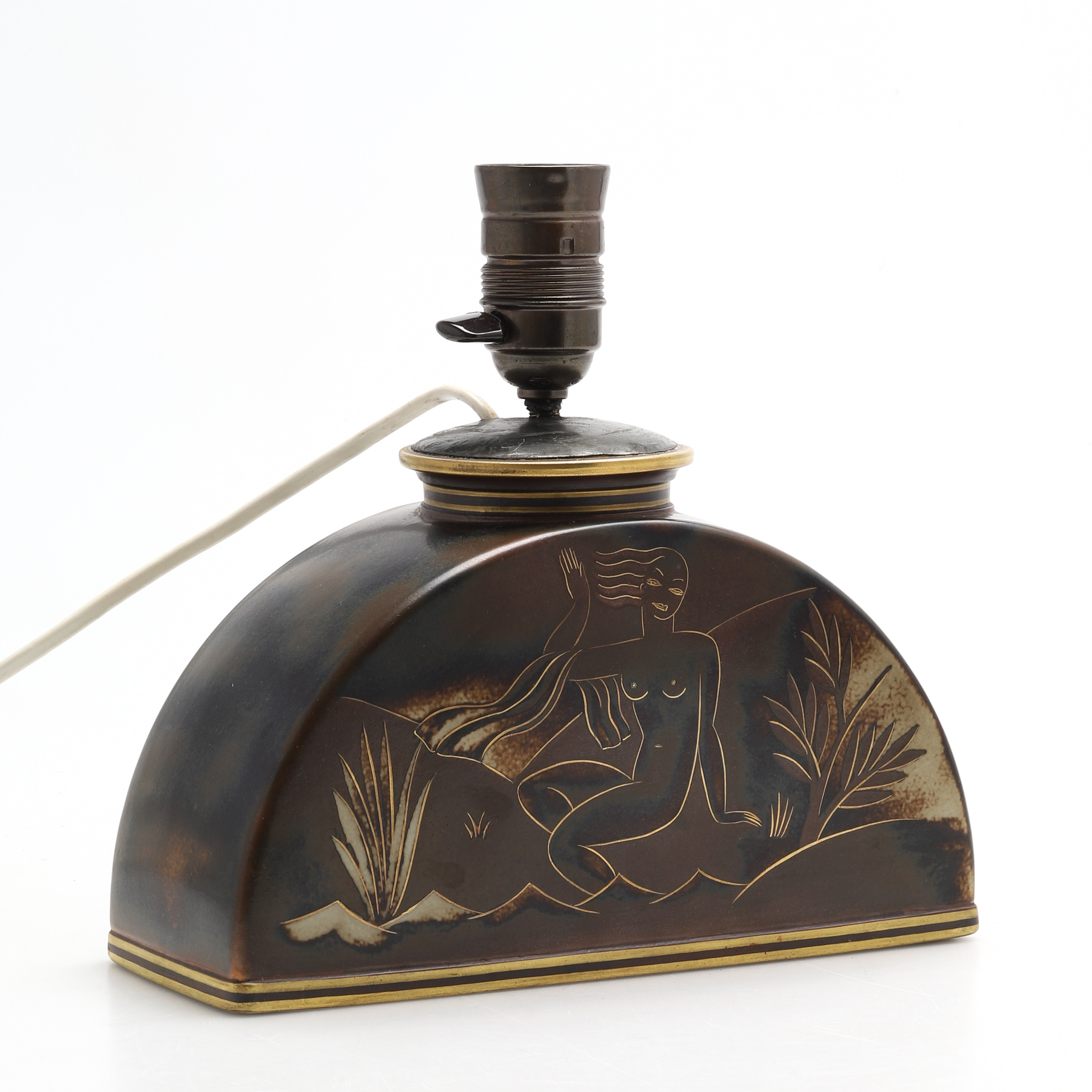 GUNNAR NYLUND. Vas / bordslampa, "Flambé", art deco, Rörstrand, Lidköping.