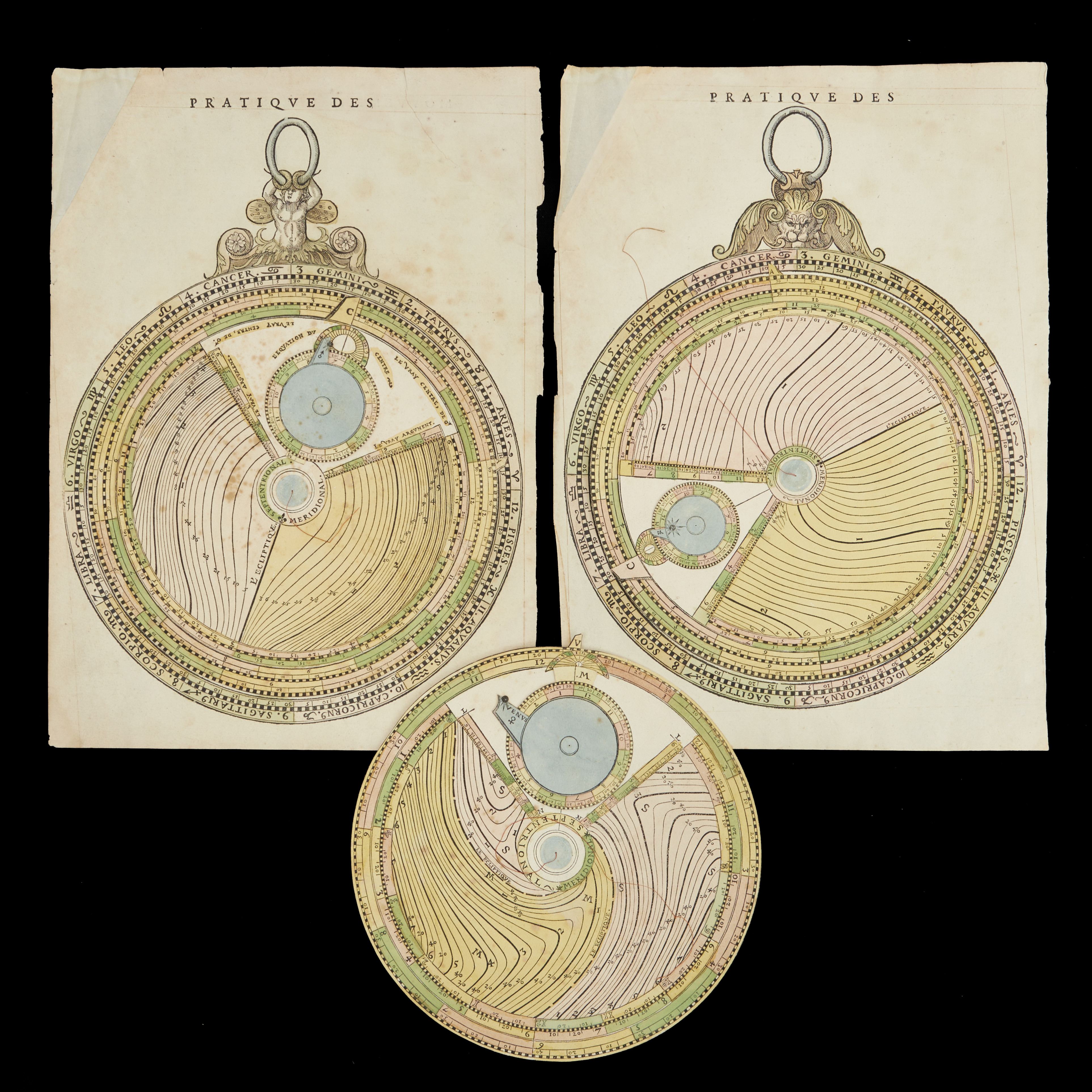 BASSANTIN, Volvelle (2+1), ur en fransk utgåva av Astronomique discours (troligen 1613).