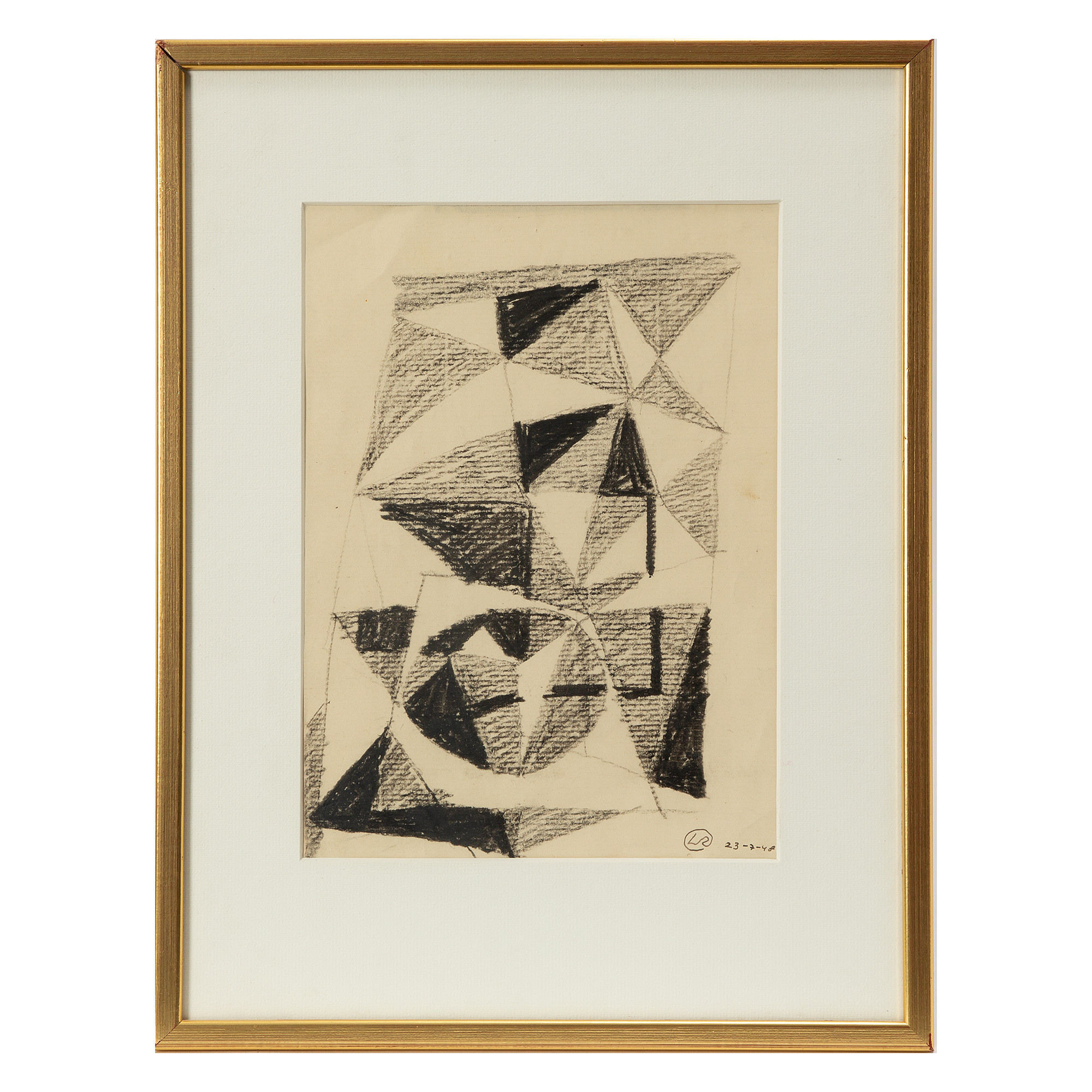 LENNART RODHE. Geometrisk komposition, krita, monogramsignerad, daterad 23-7-48.