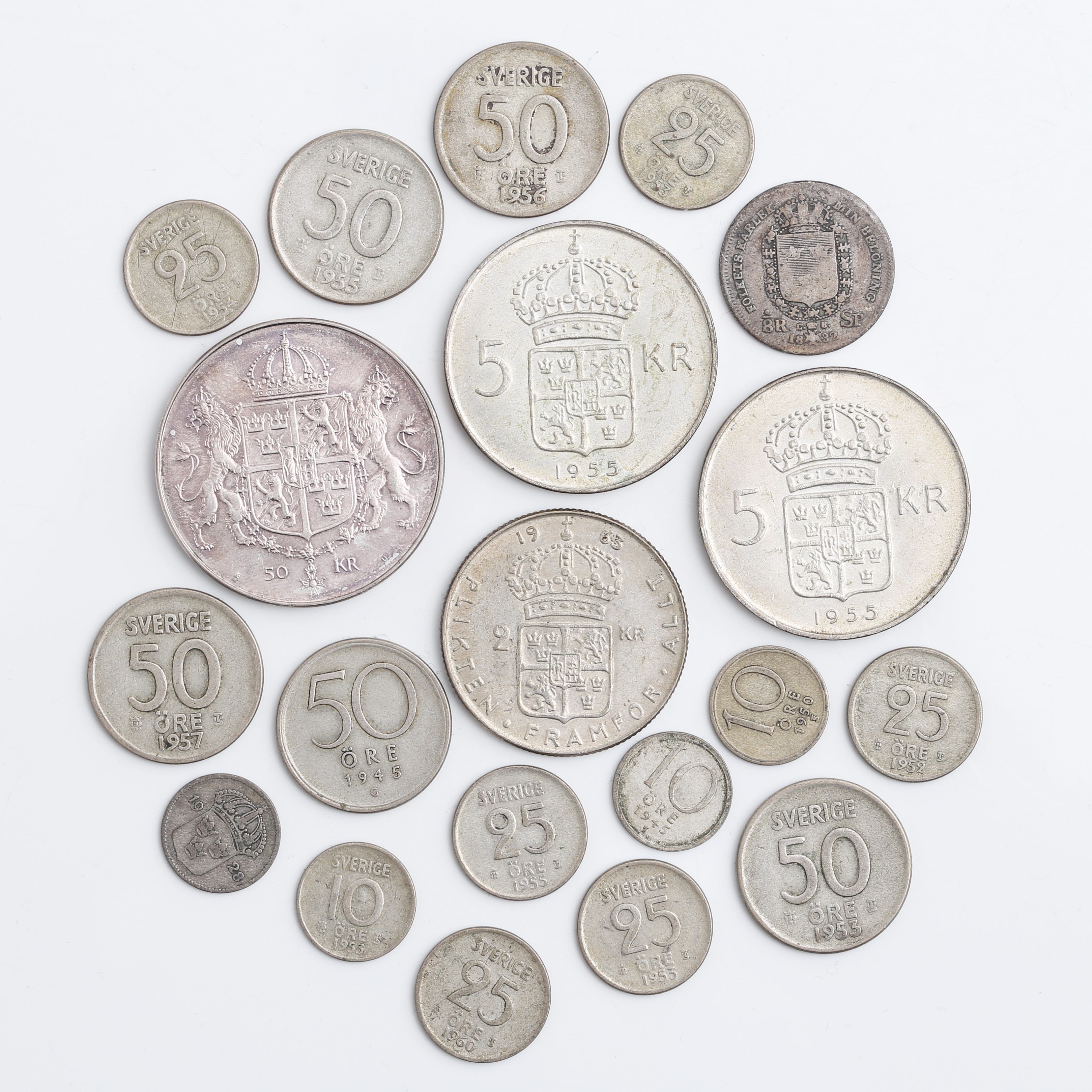 SILVERMYNT 20 st, bla ⅛ riksdaler 1832, finvikt 65 gram.