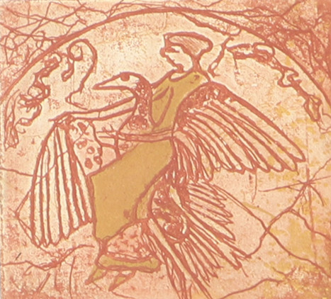 ERIKA WELIN. "Ridande afrodite", etsning, signerad -85.