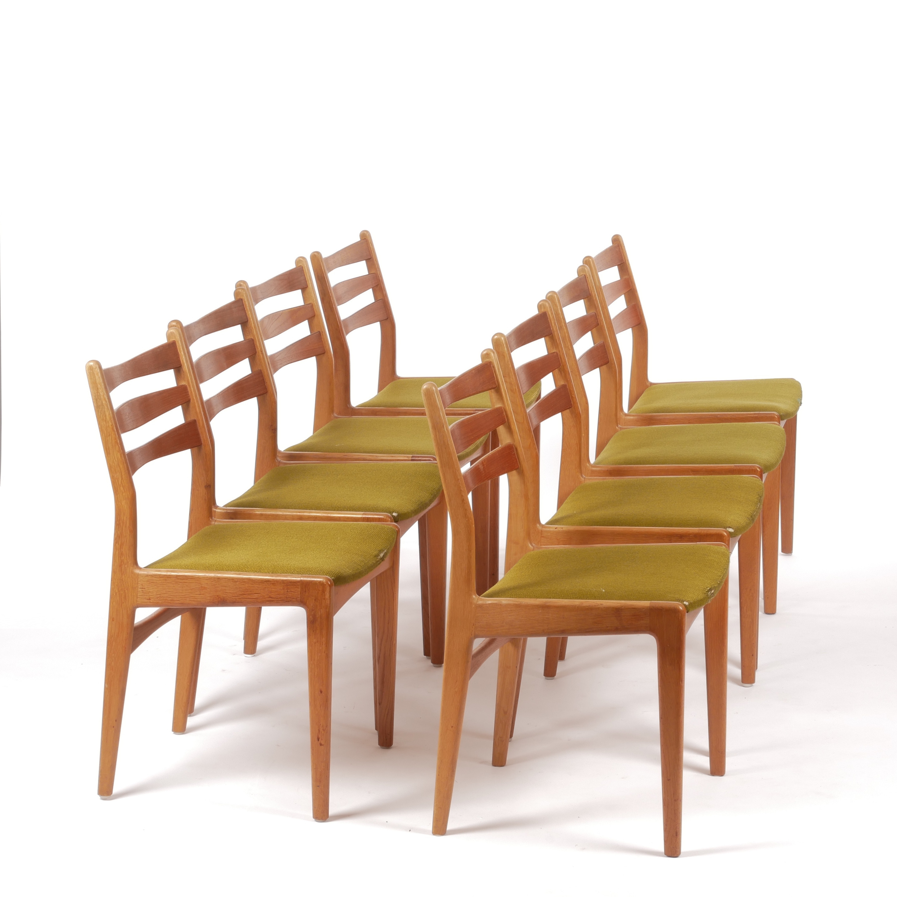 STOLAR, 8 st, teak och ek, Slagelse Møbelværk, Danmark, 1900-talets mitt.