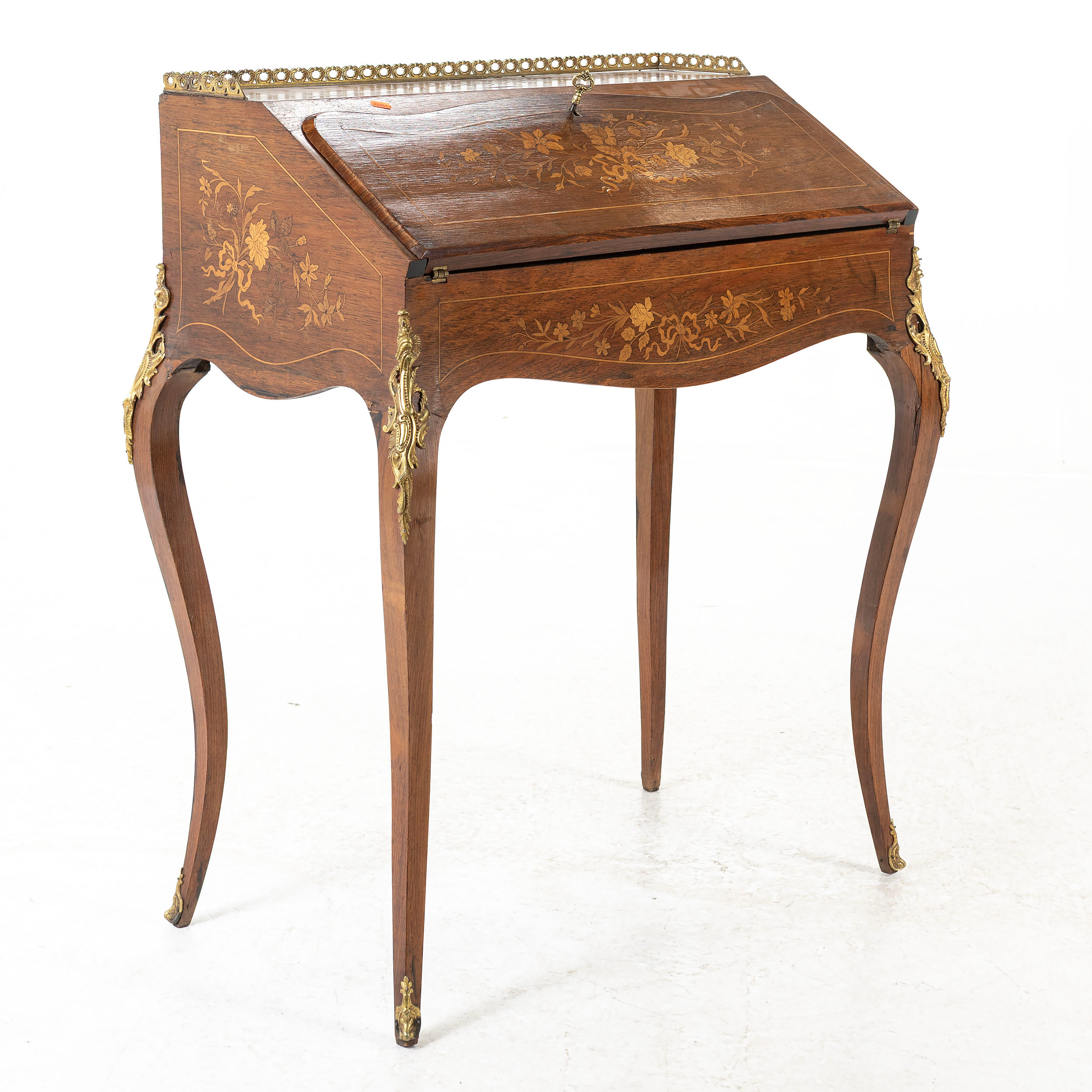 SEKRETÄR, med intarsia, rokokostil, 1800-tal.