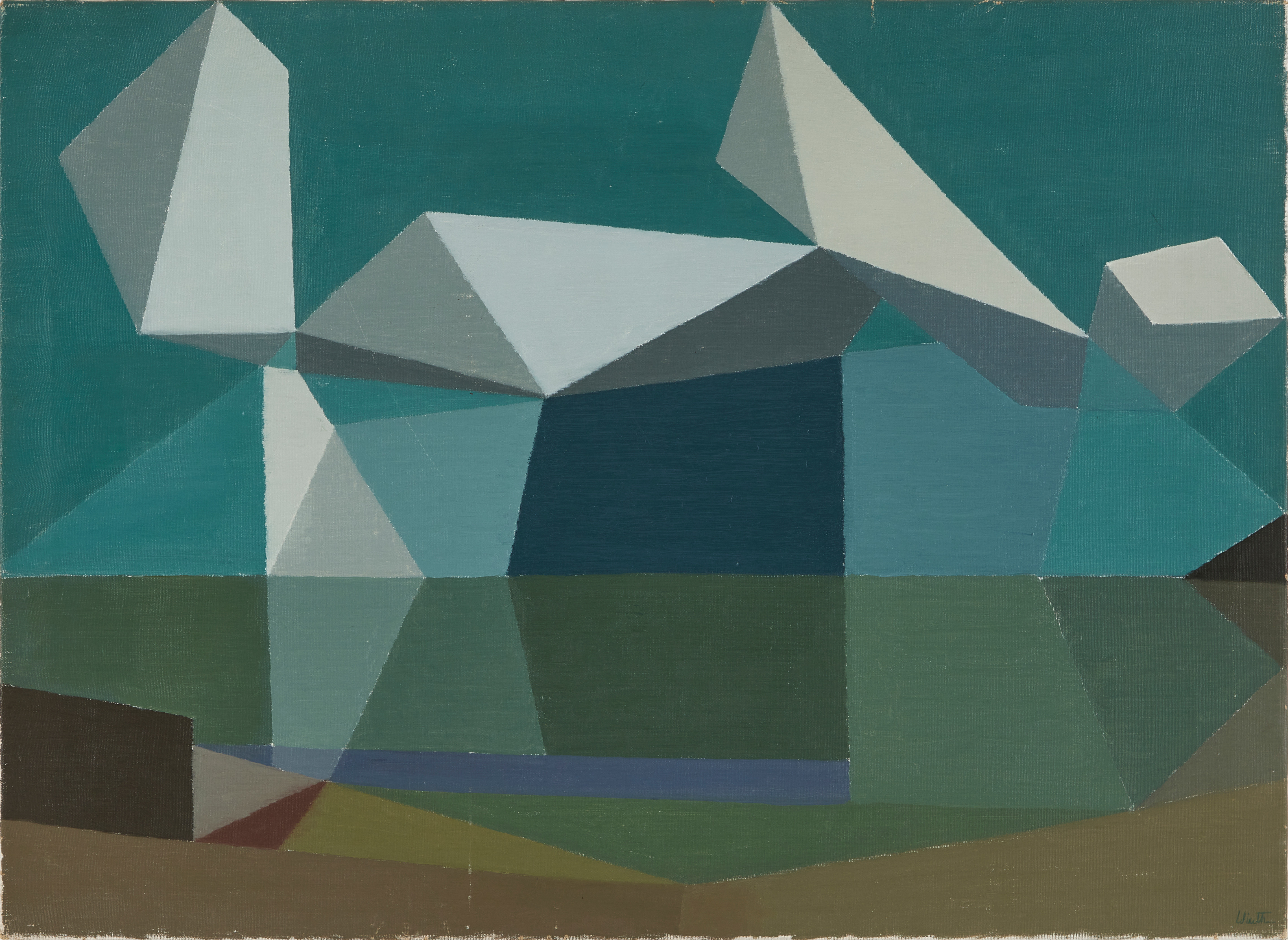 JOHN WIERTH (1920-2003). "Havsmoln", olja på duk, signerad och daterad 1956, Mölnorviken Fårö.