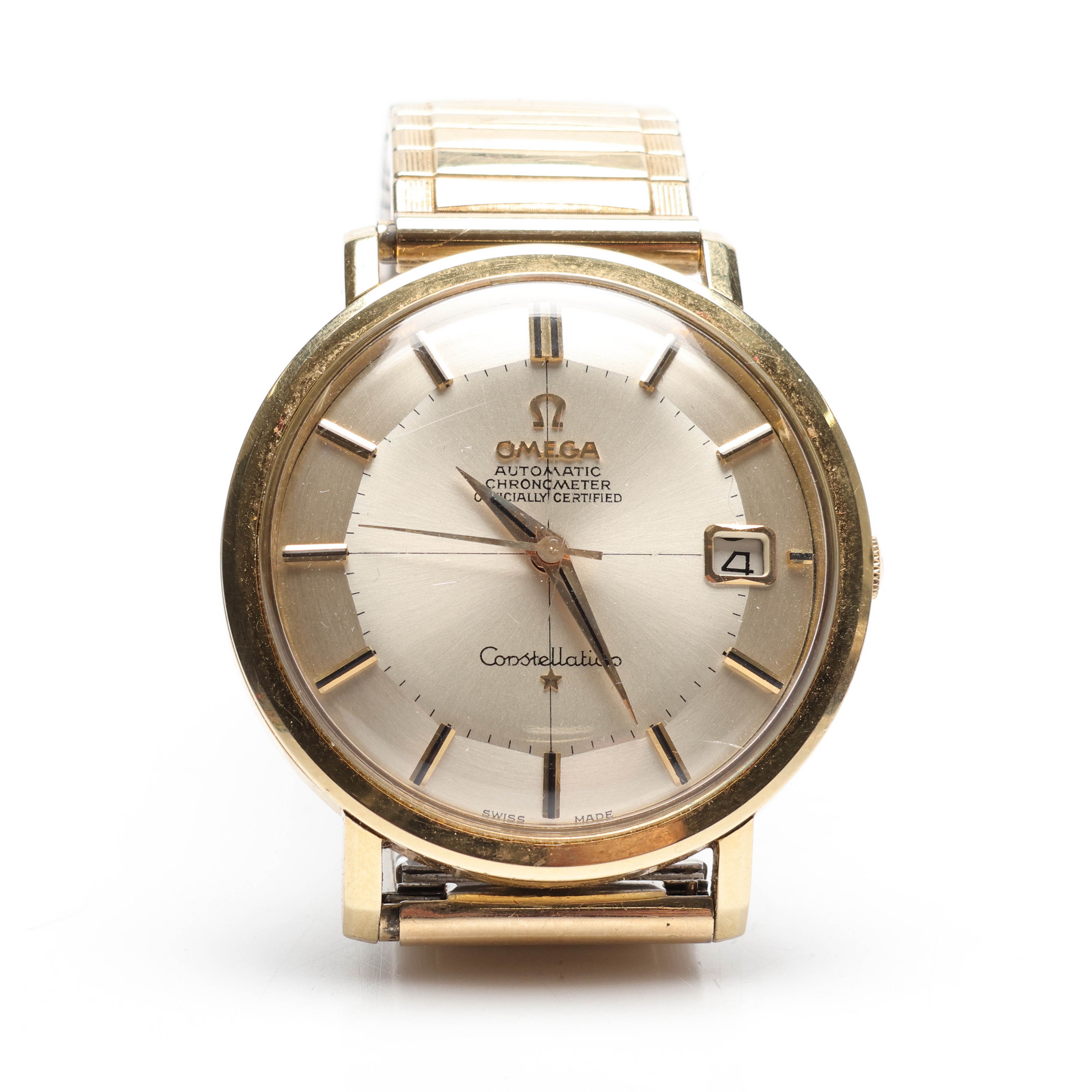 HERRARMBANDSUR, Omega Constellation Chronometer Automatic ''Pie-Pan'', guld på stål.