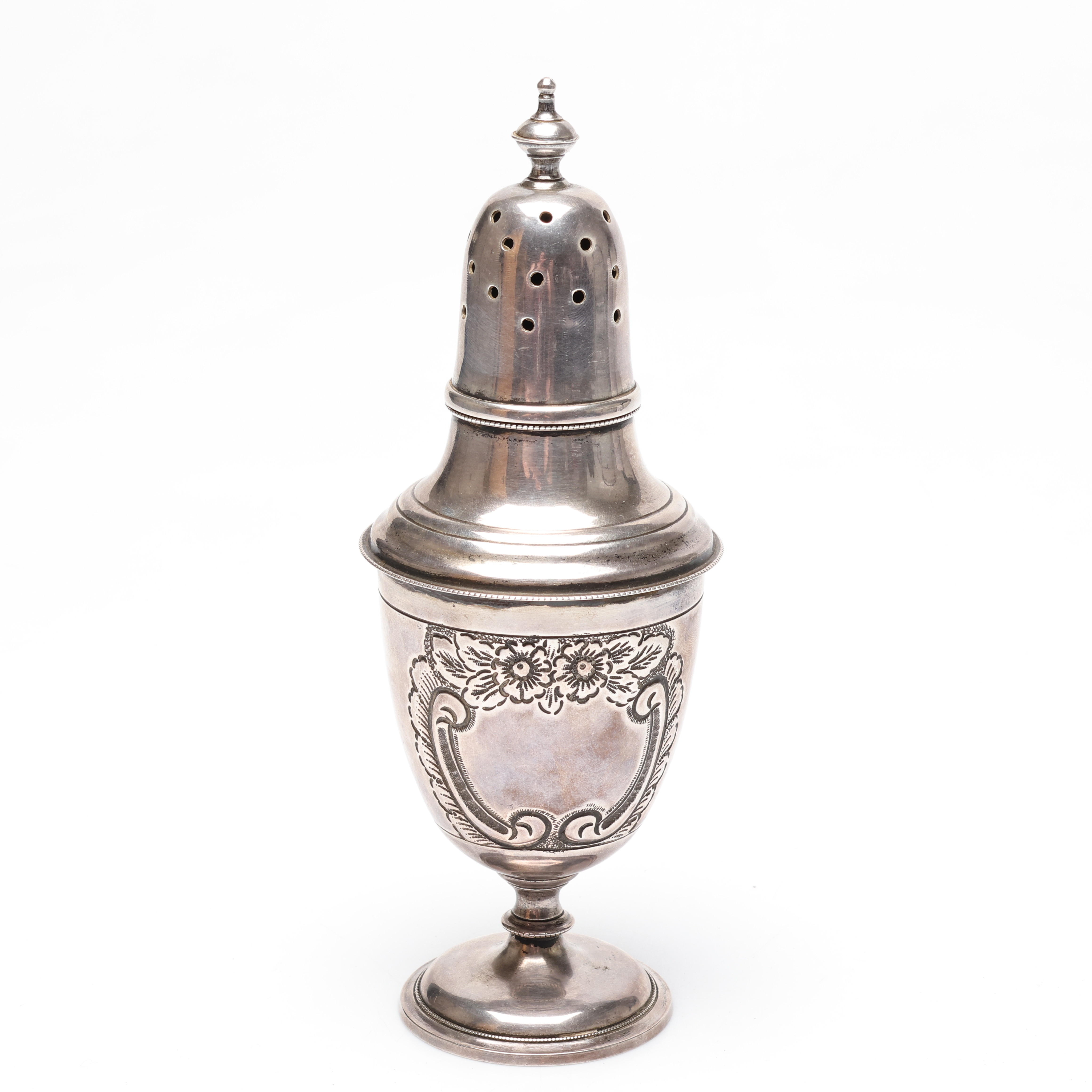 SOCKERRUSKA, vitmetall, troligen England, 1900-tal.