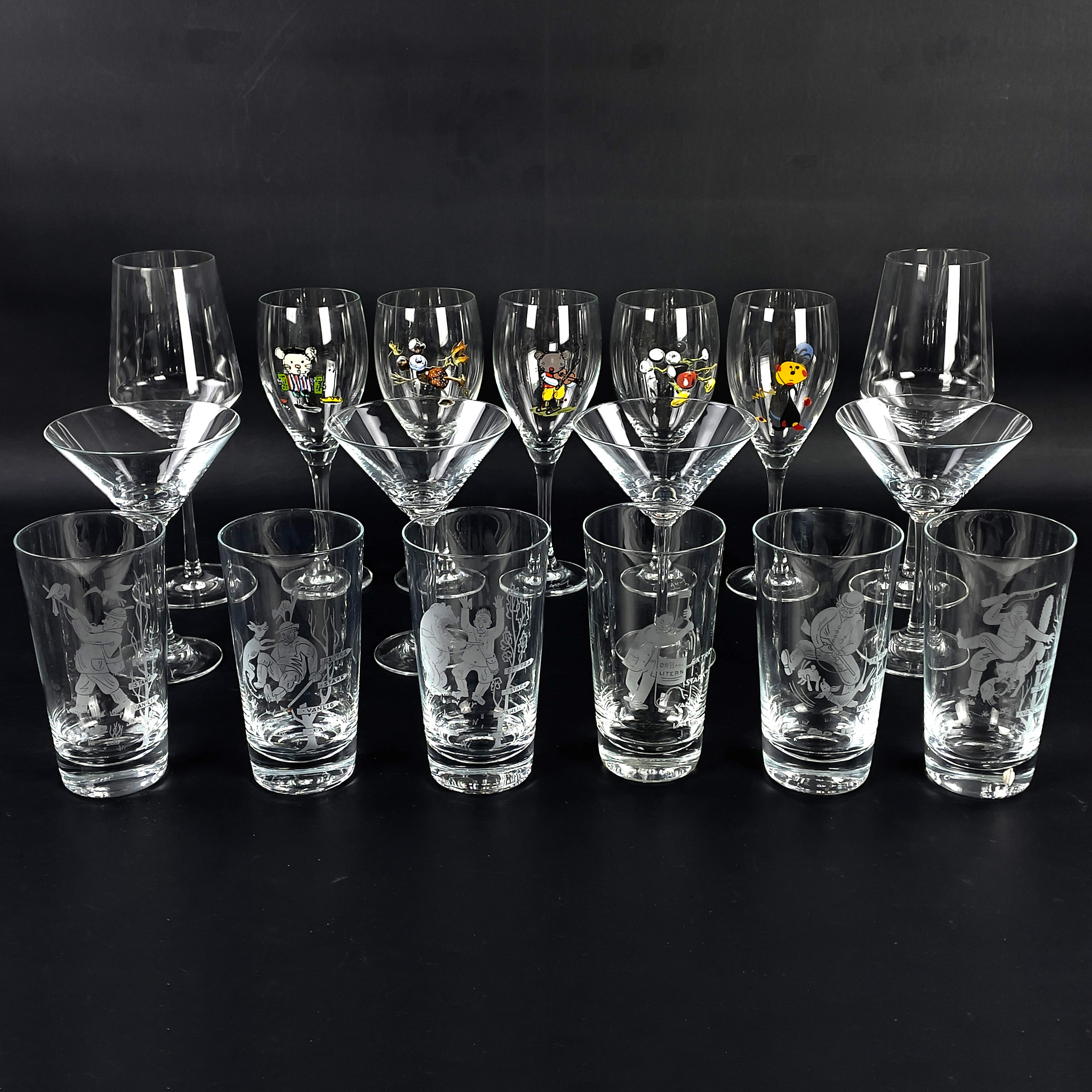 PARTI GLAS, 17 delar, bl a Schott Zwiesel och Lasse Åberg.