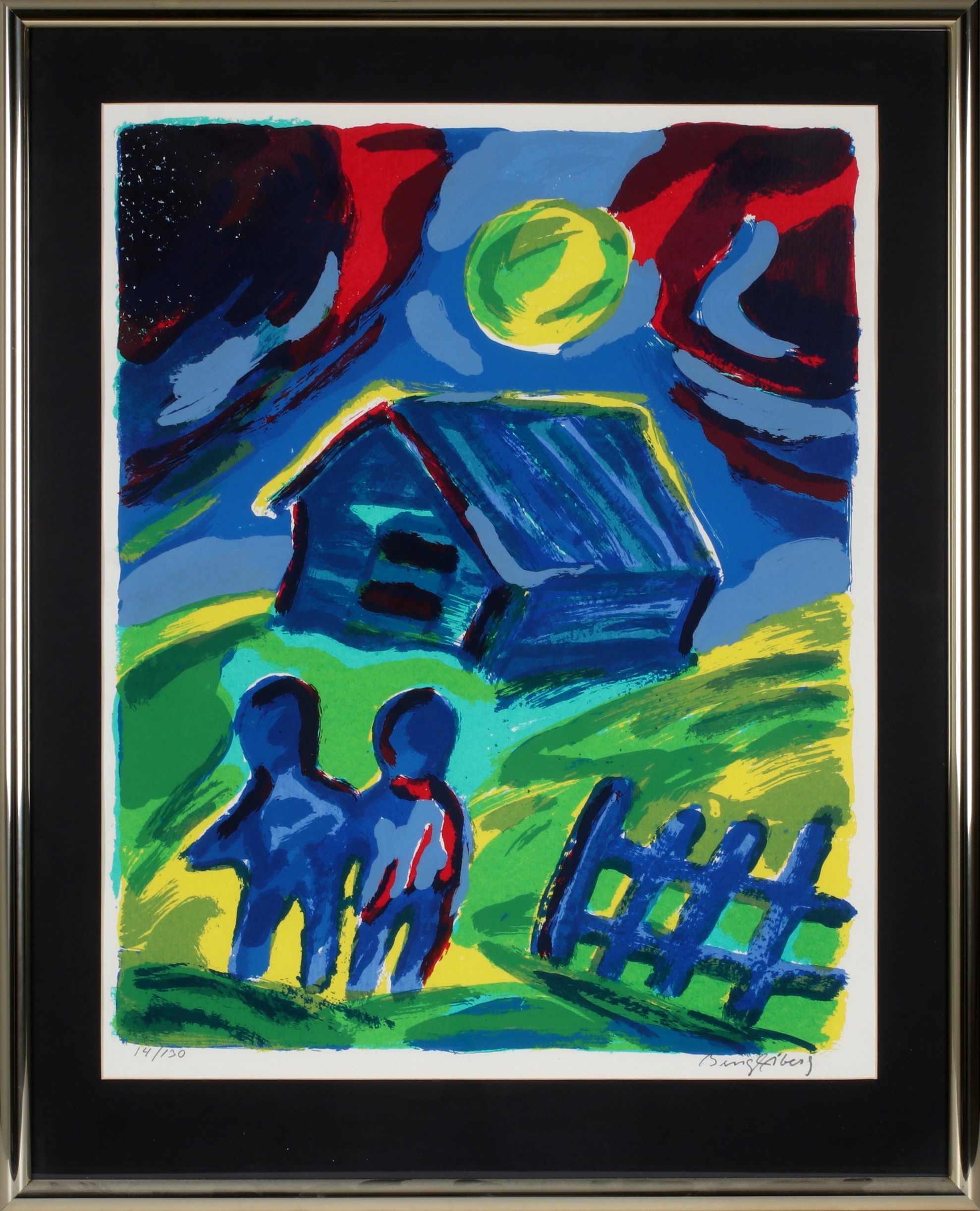 BENGT ÅBERG. Figurer i landskap, färglitografi, signerad och numrerad 14/130.