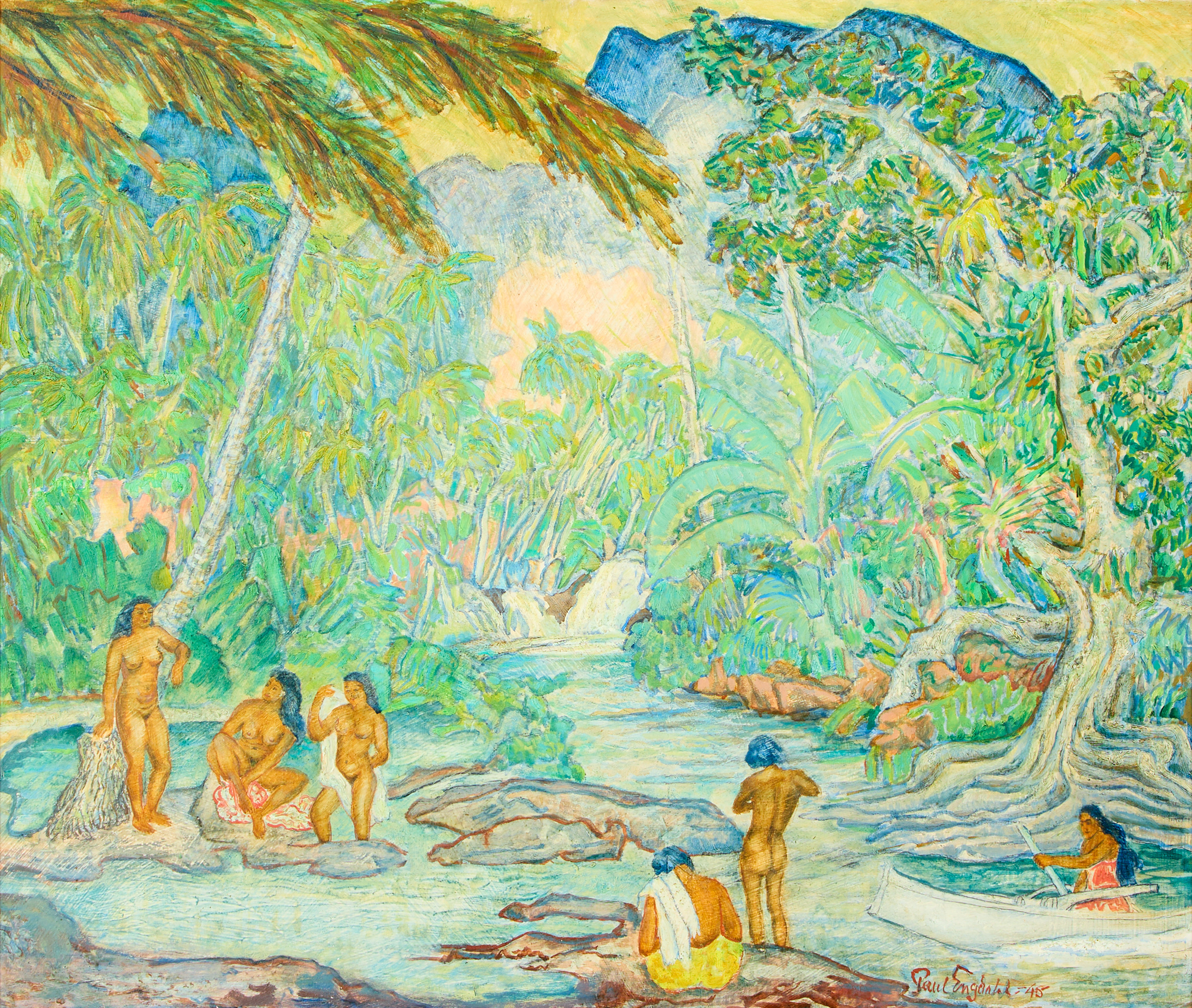 PAUL ENGDAHL. "Tropiskt landskap, Tahiti, Oceanie Francois".