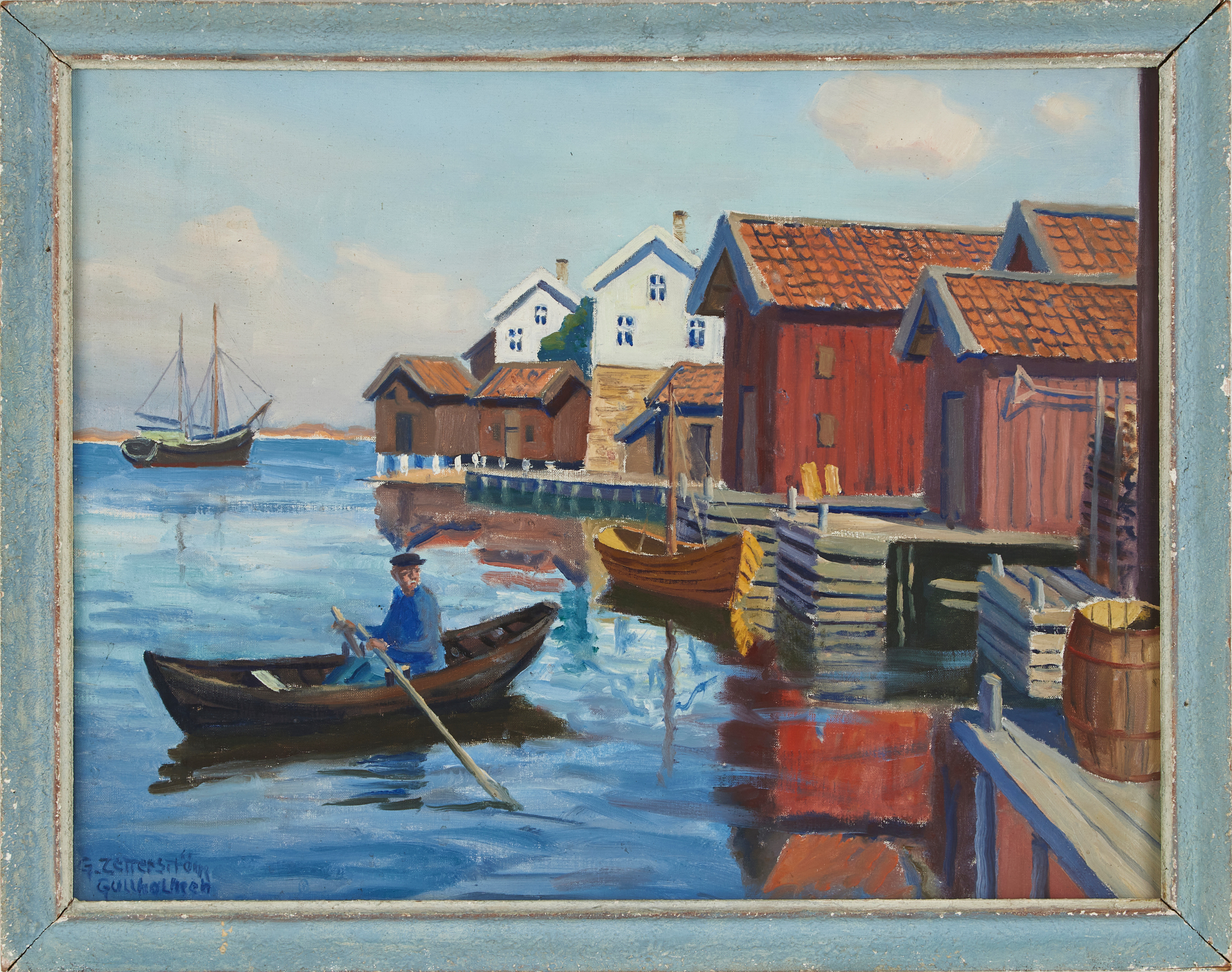 GUNNAR ZETTERSTRÖM. "Gullholmen", olja på duk, signerad.
