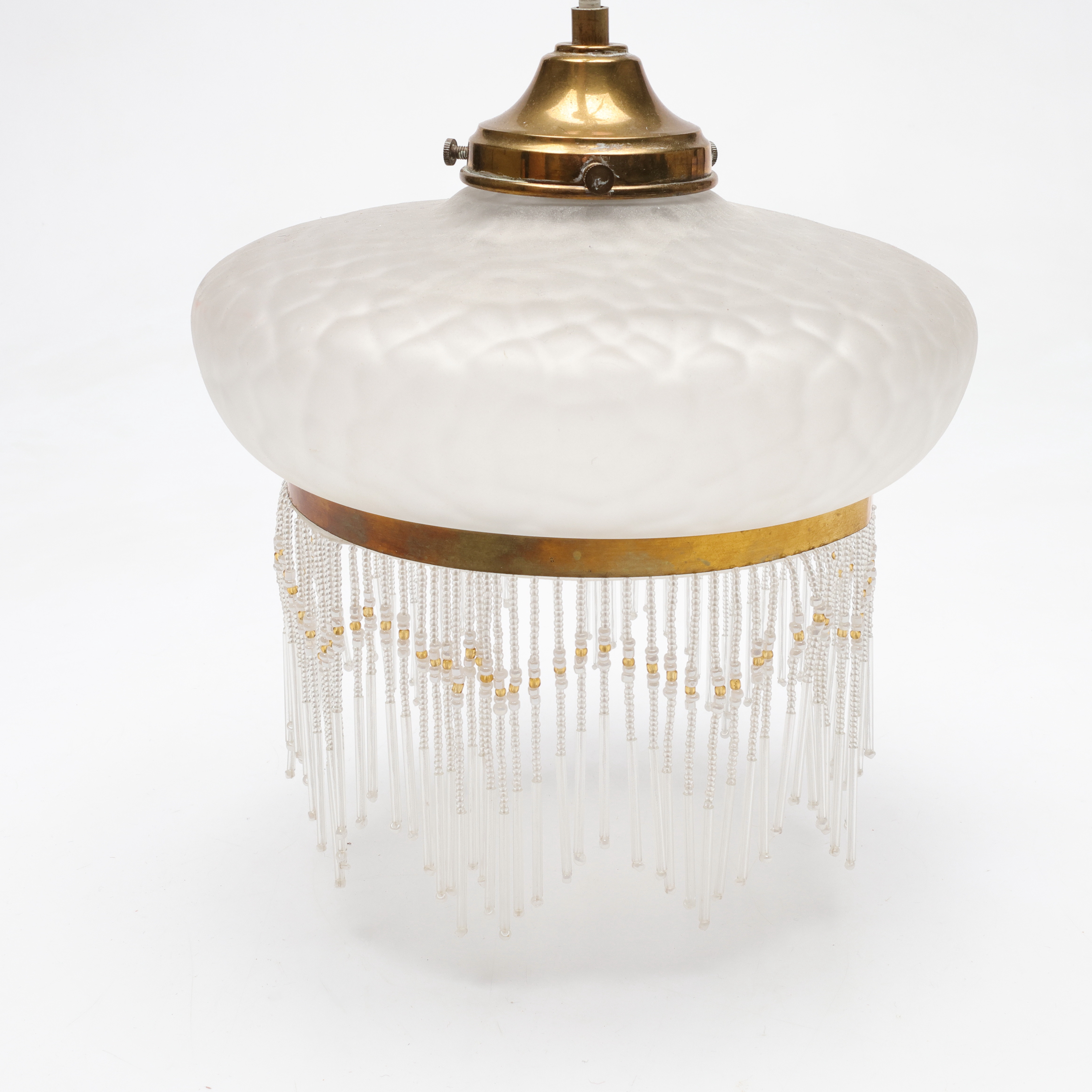 TAKLAMPA, glas och mässing, 1900-talets första hälft.
