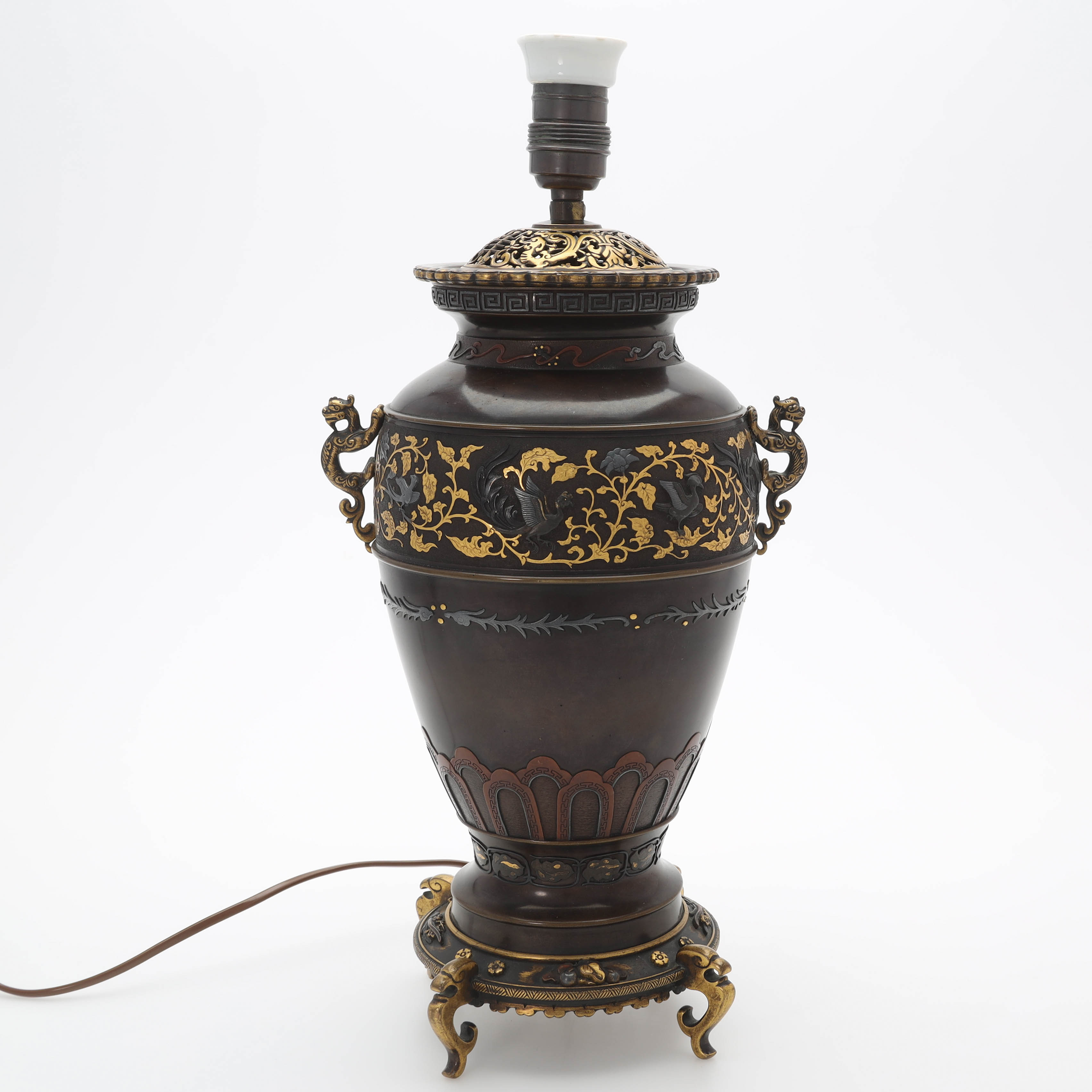 FERDINAND BARBEDIENNE. Bordslampa, brons, signerad, Paris.