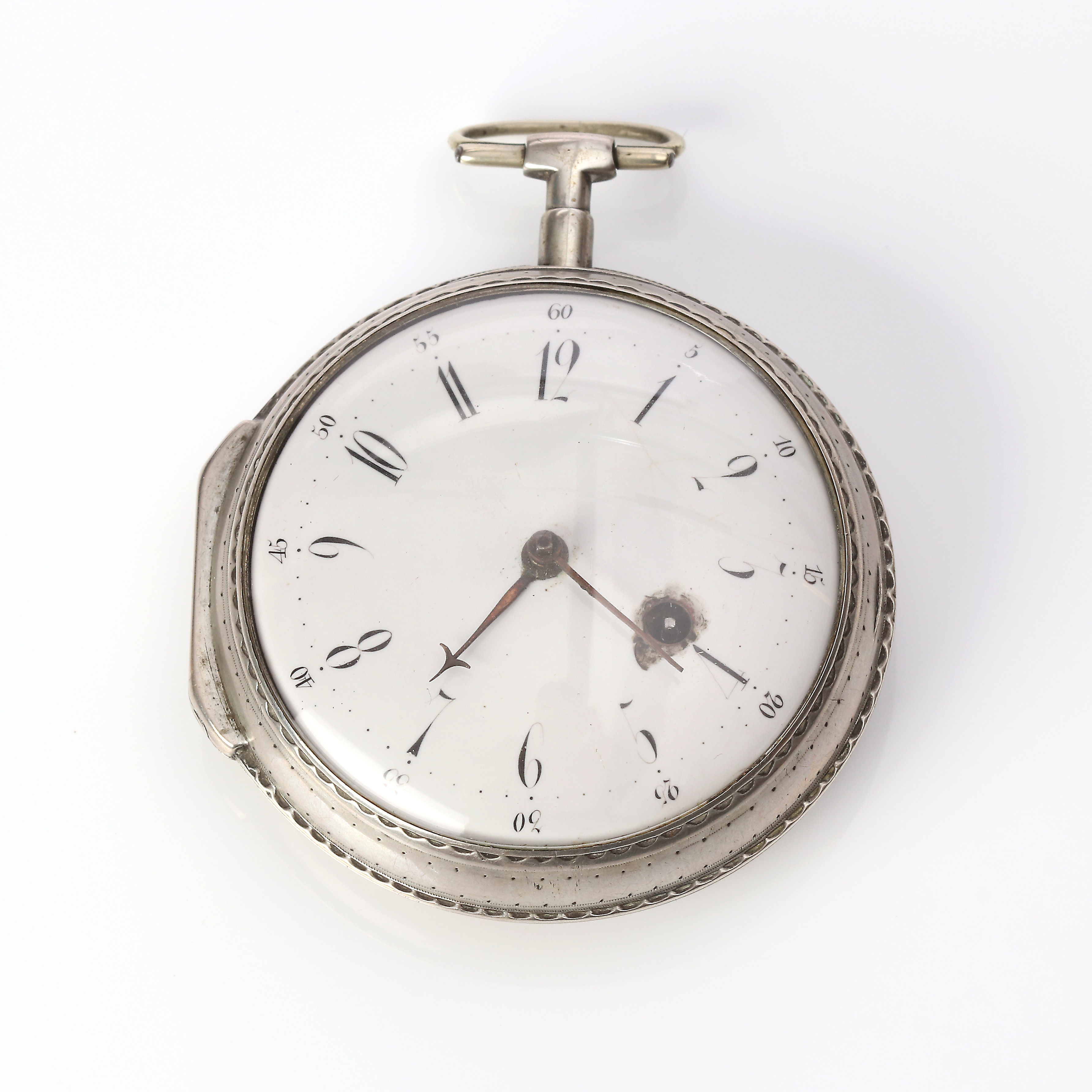 JOHN WARD, SPINDELUR. Boett i silver, urverket märkt John Ward Fore Street London 6200.
