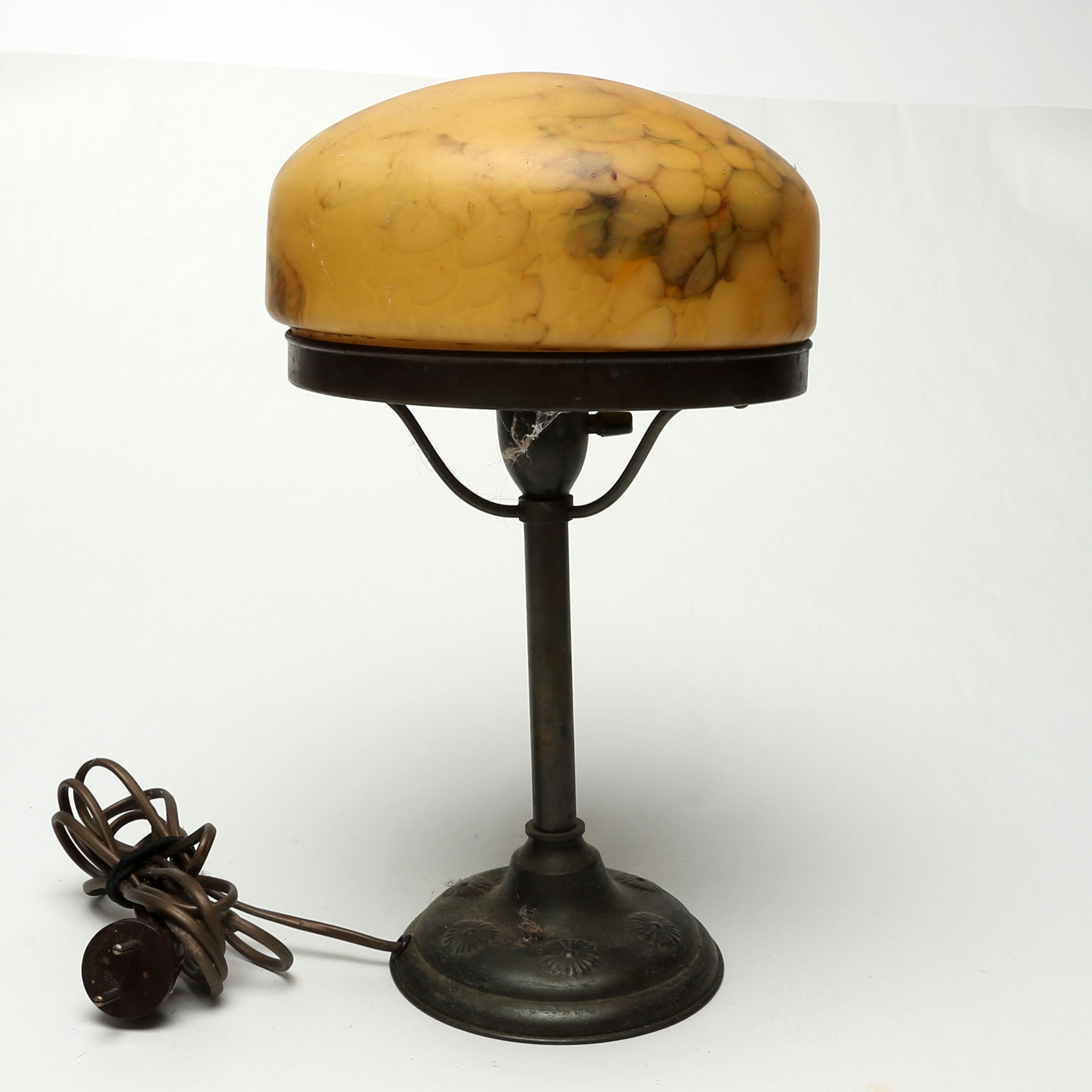 BORDSLAMPA, glas/metall, jugend, Strindbergstyp, 1900-tal.