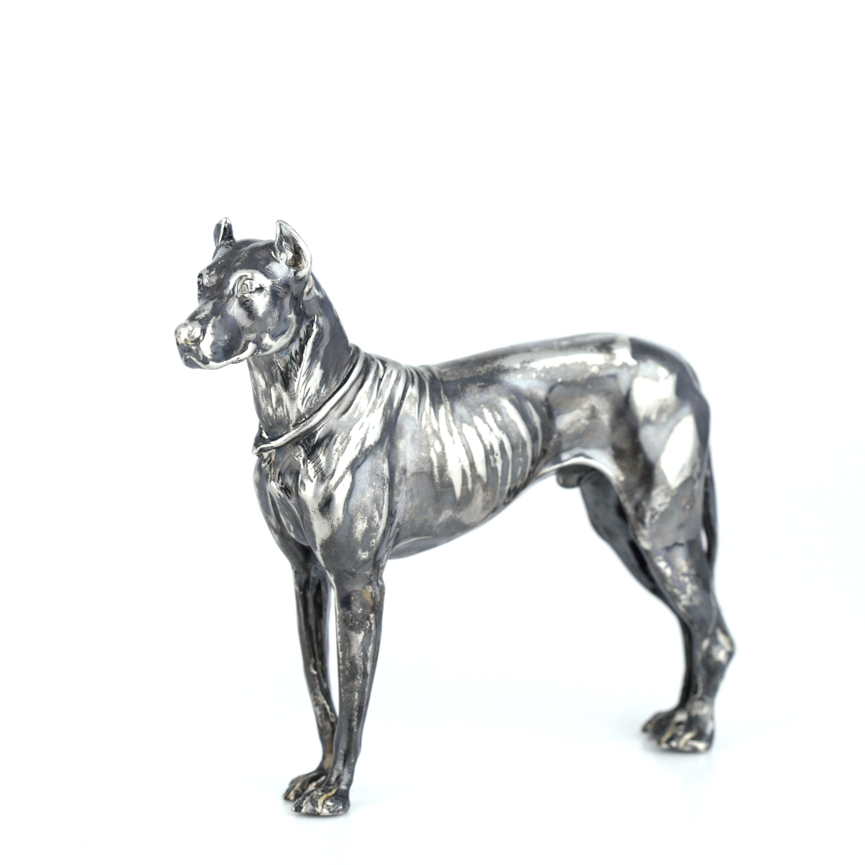 FIGURIN, hund, nysilver, 1900-tal.