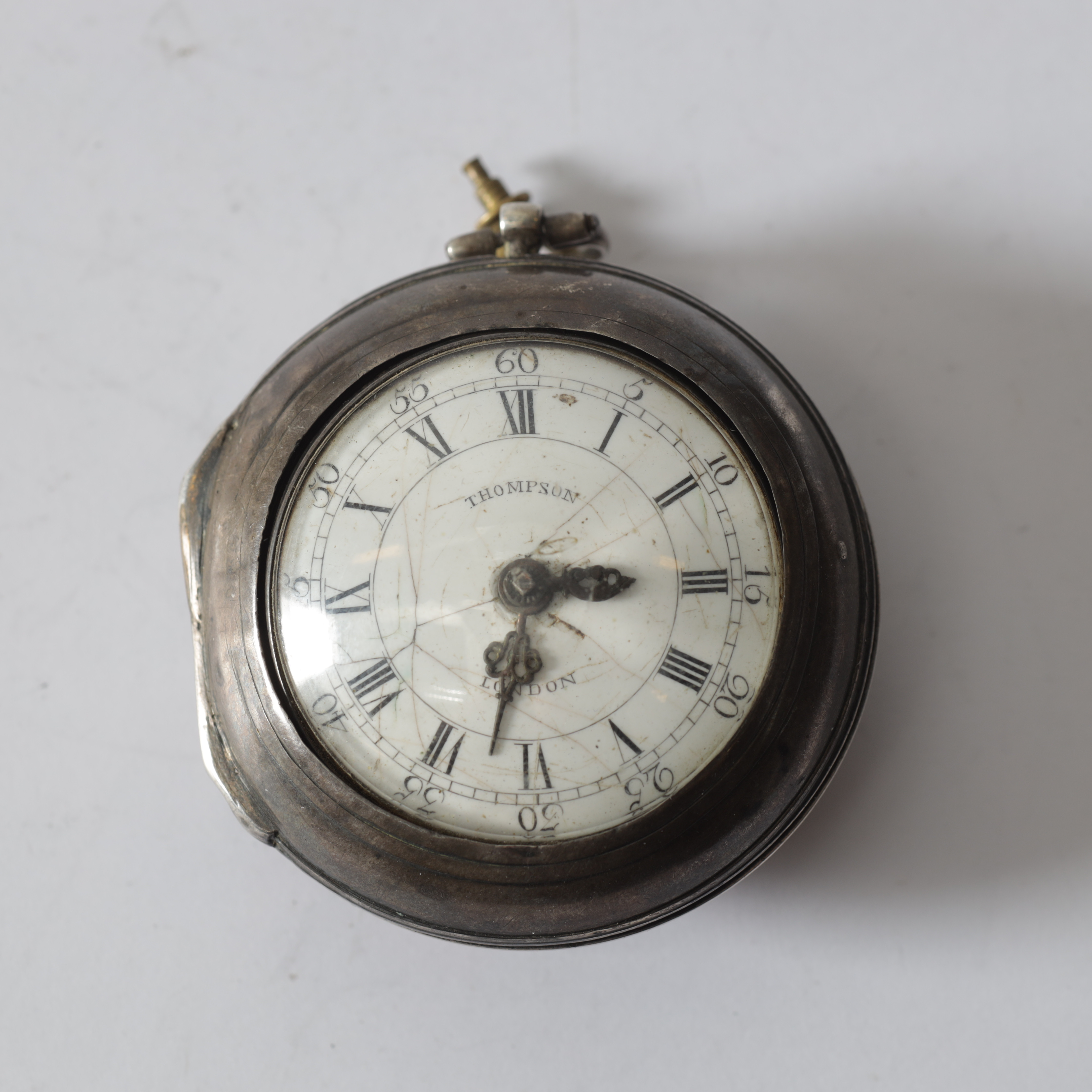 FICKUR, silver, "Spindelur", Thomson, London, 1800-tal.