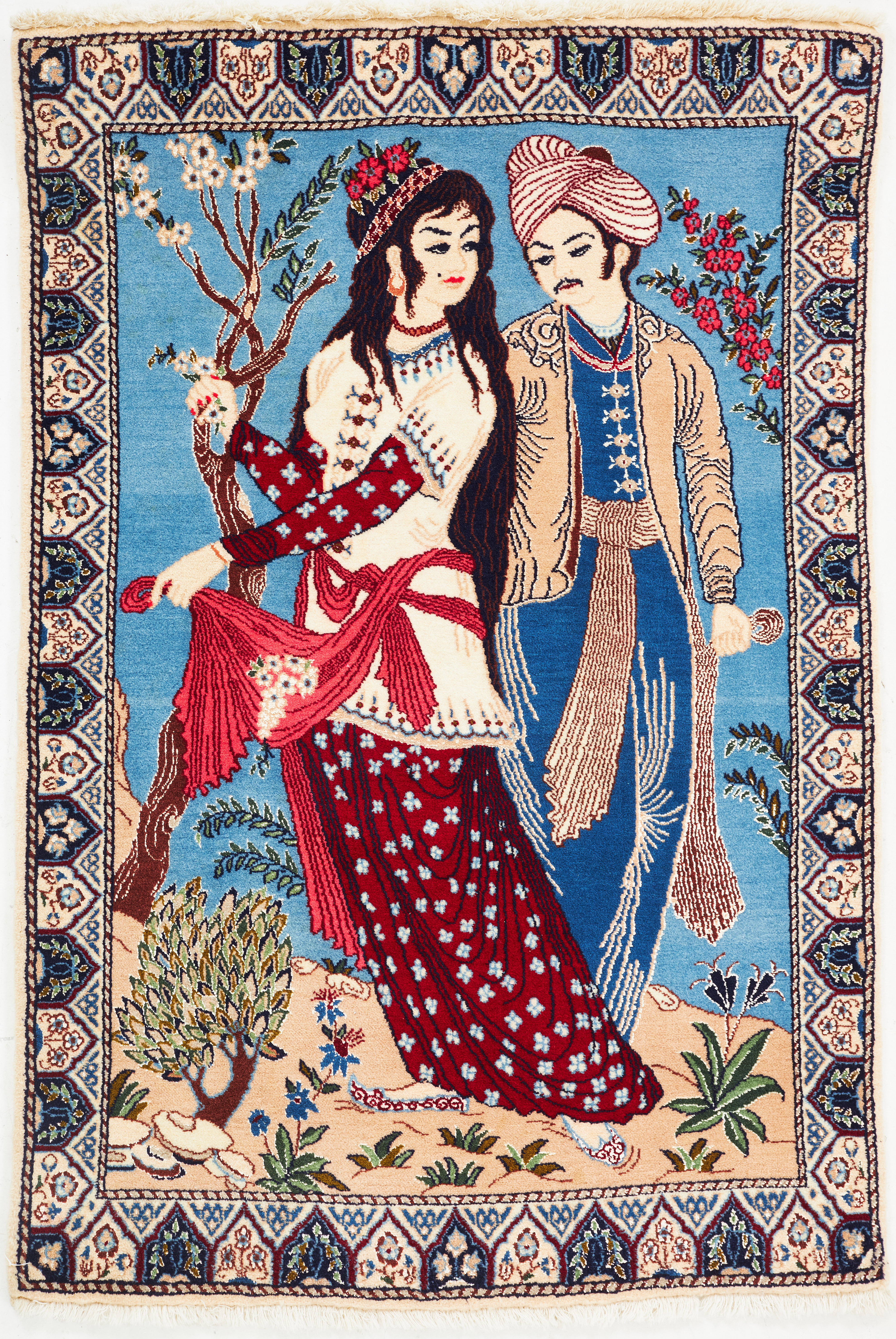 ORIENTMATTA, figural Nain, träribba baktill för upphängning, ca 134 x 90 cm.
